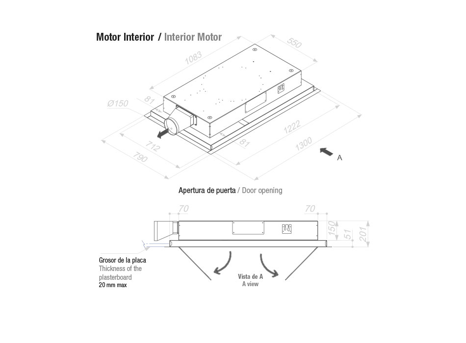 Hota de plafon Pando E-265, 190 cm V.2350 eco [4]