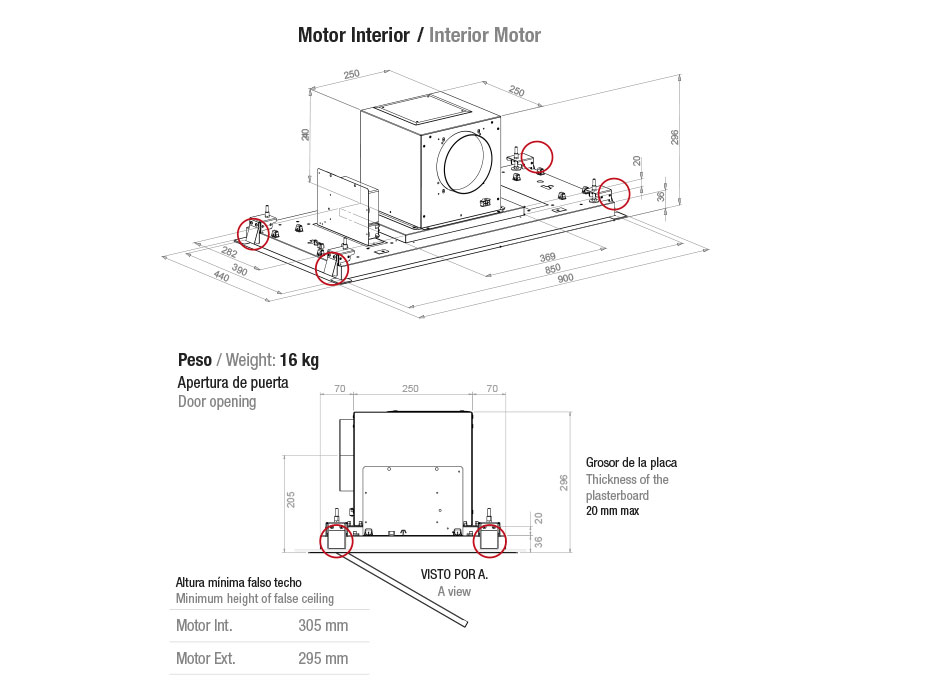 Hota de plafon Pando E-295, 90 cm V.850 [4]