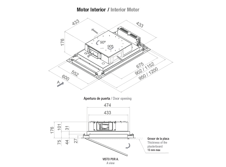 Hota de plafon Pando E-252, 95 cm V.1130 eco PLUS [6]