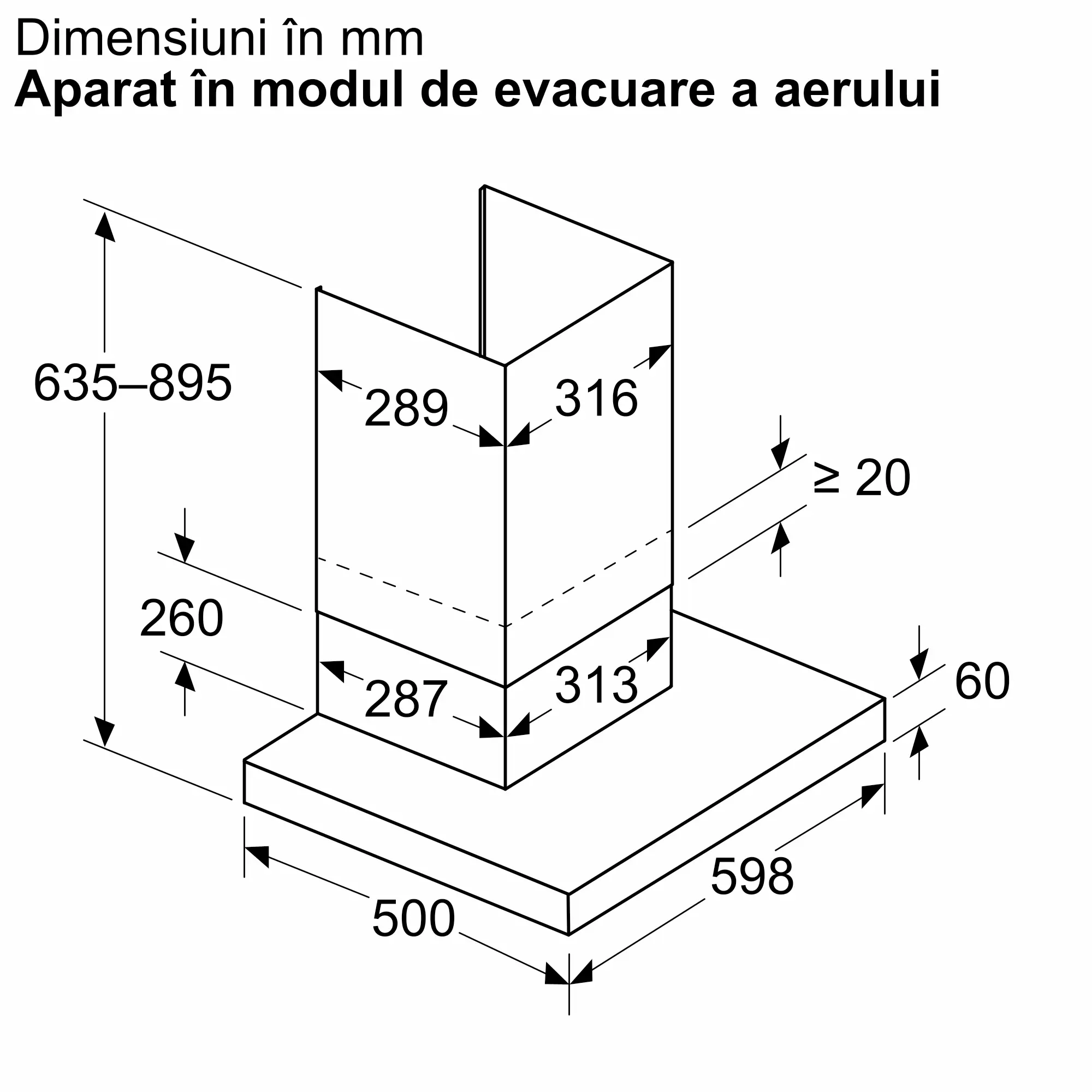 Hotă decorativă de perete 60 cm, Bosch Seria 2, Negru mat [10]