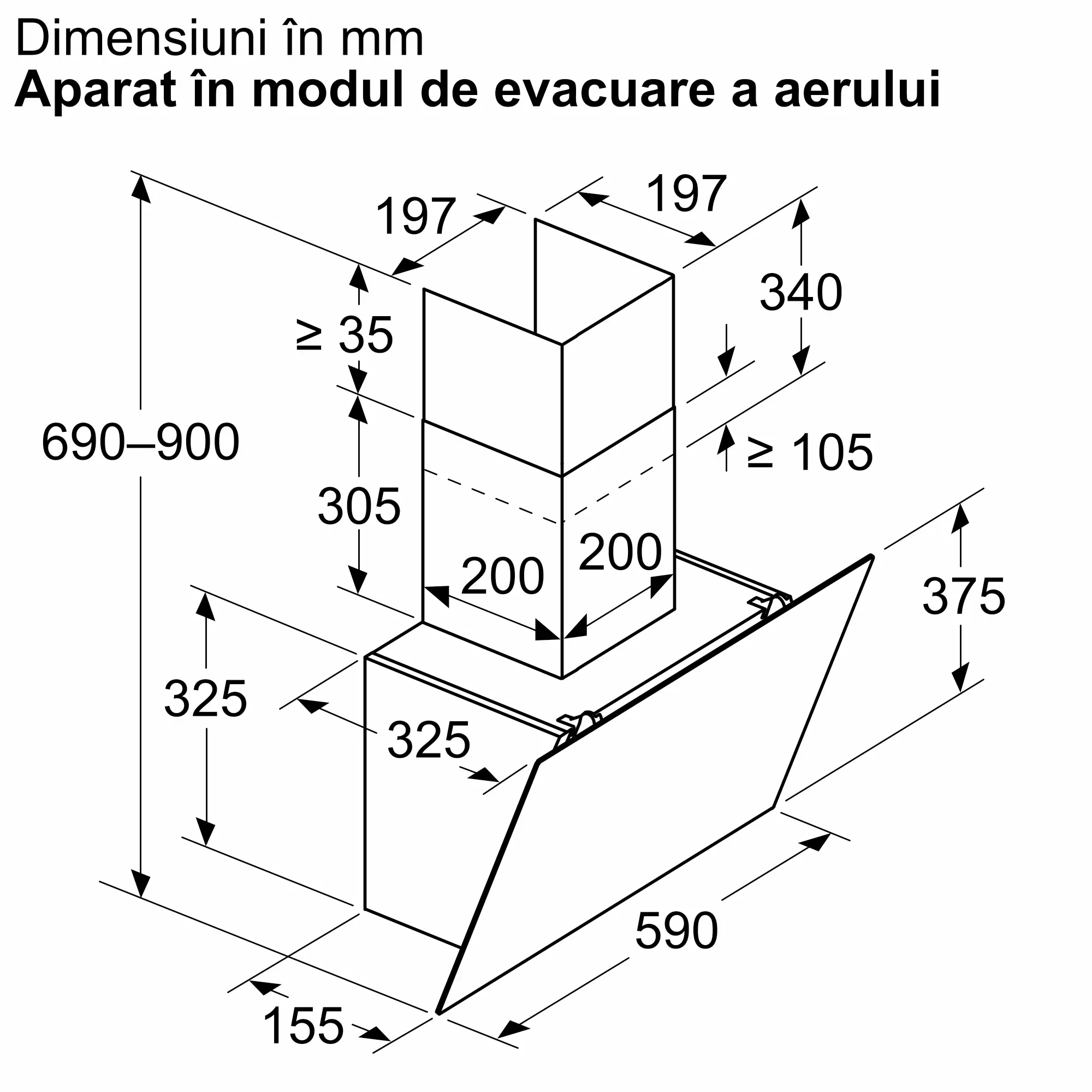 Hotă decorativă de perete 60 cm, Bosch Seria 2, Negru [10]