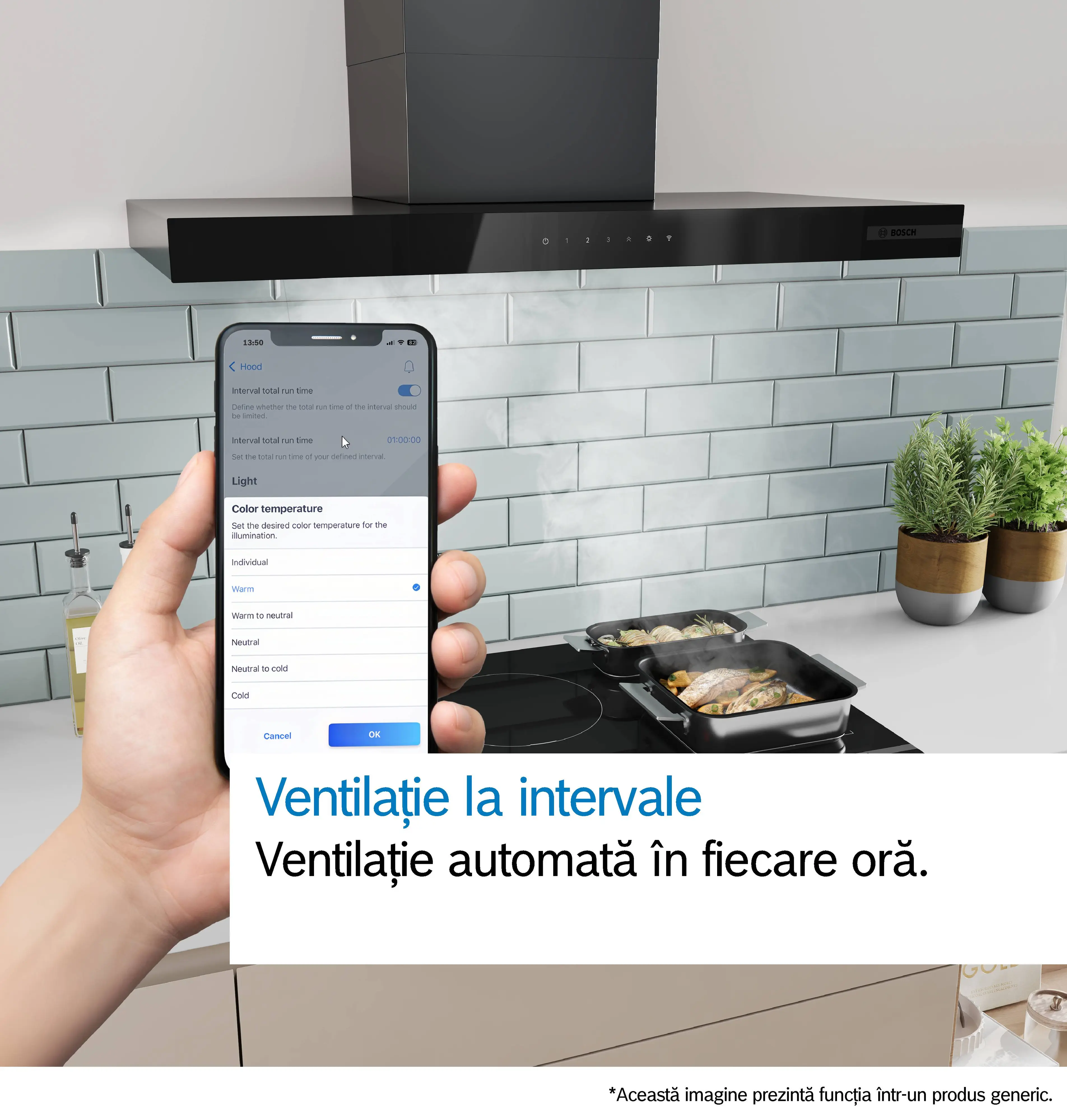 Hotă decorativă de perete 90 cm, Bosch Seria 6, Negru mat [6]