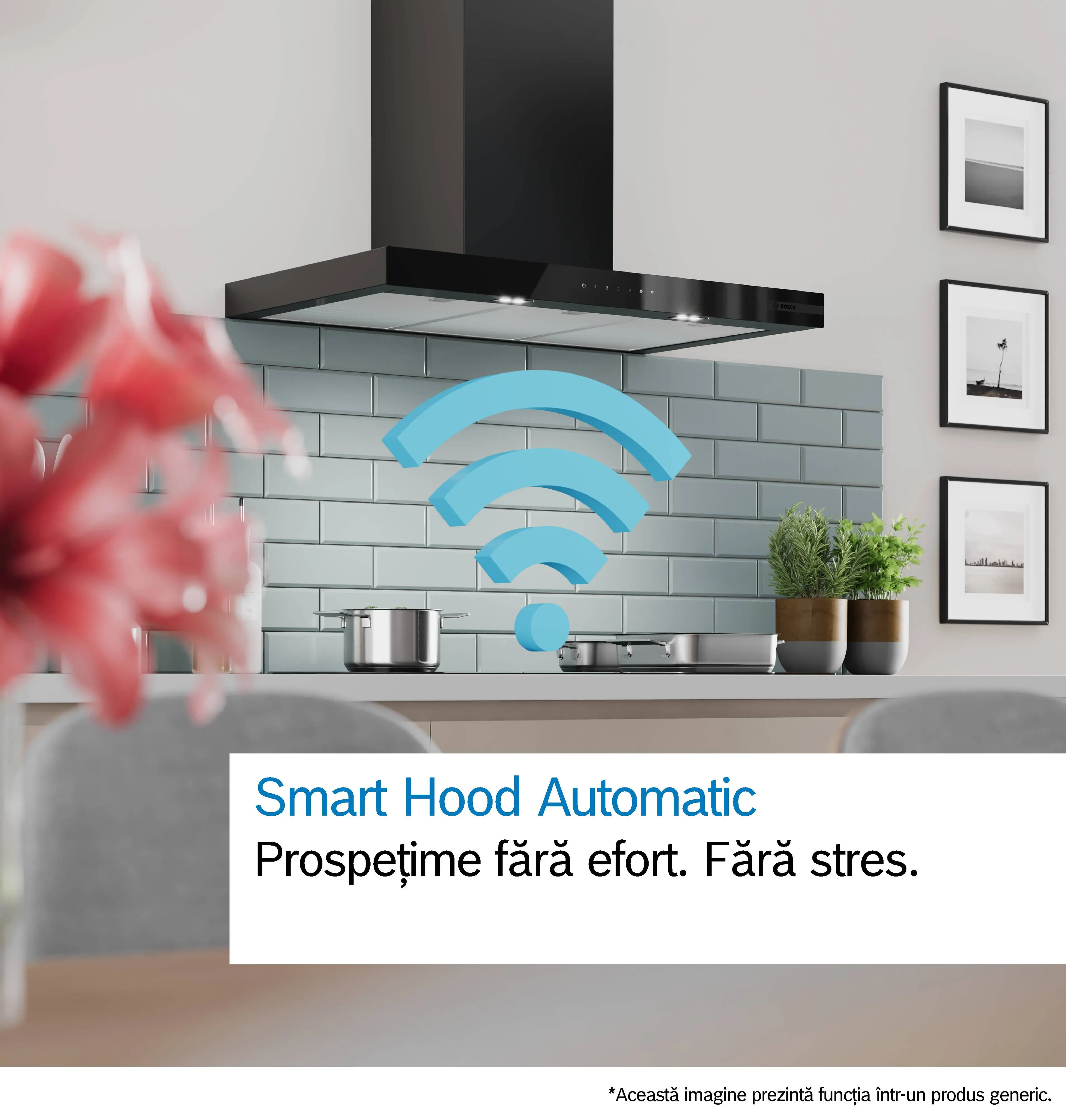 Hotă decorativă de perete 90 cm, Bosch Seria 6, Negru mat [8]