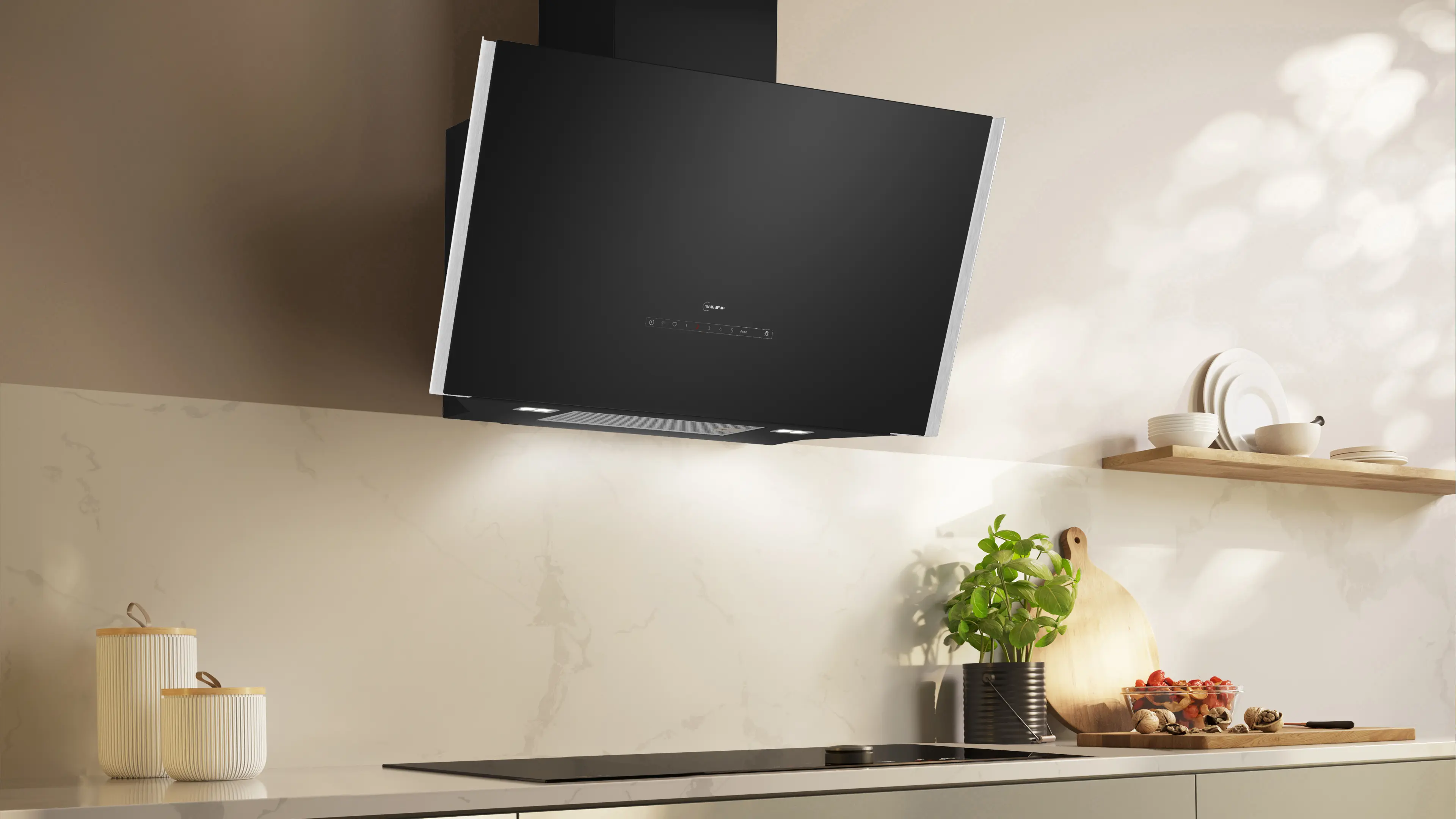 Hotă decorativă de perete NEFF D98IPT2S0 N90, 90 cm, 441 m³/h, 3 trepte + intensiv, Touch Control, LED, negru [2]