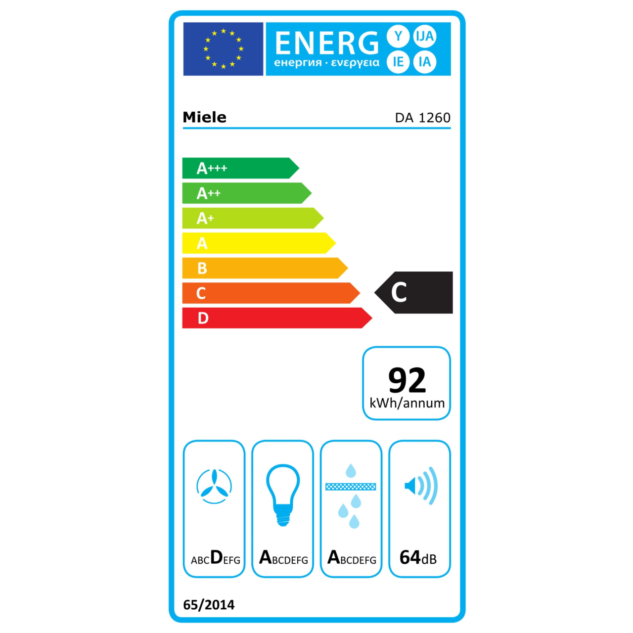 Hota incorporabila Miele DA 1260 EDST, Putere de absorbtie 545 m3/h, Filtre din inox, Miele CleanCover, Clasa C, 60 cm, Inox [3]