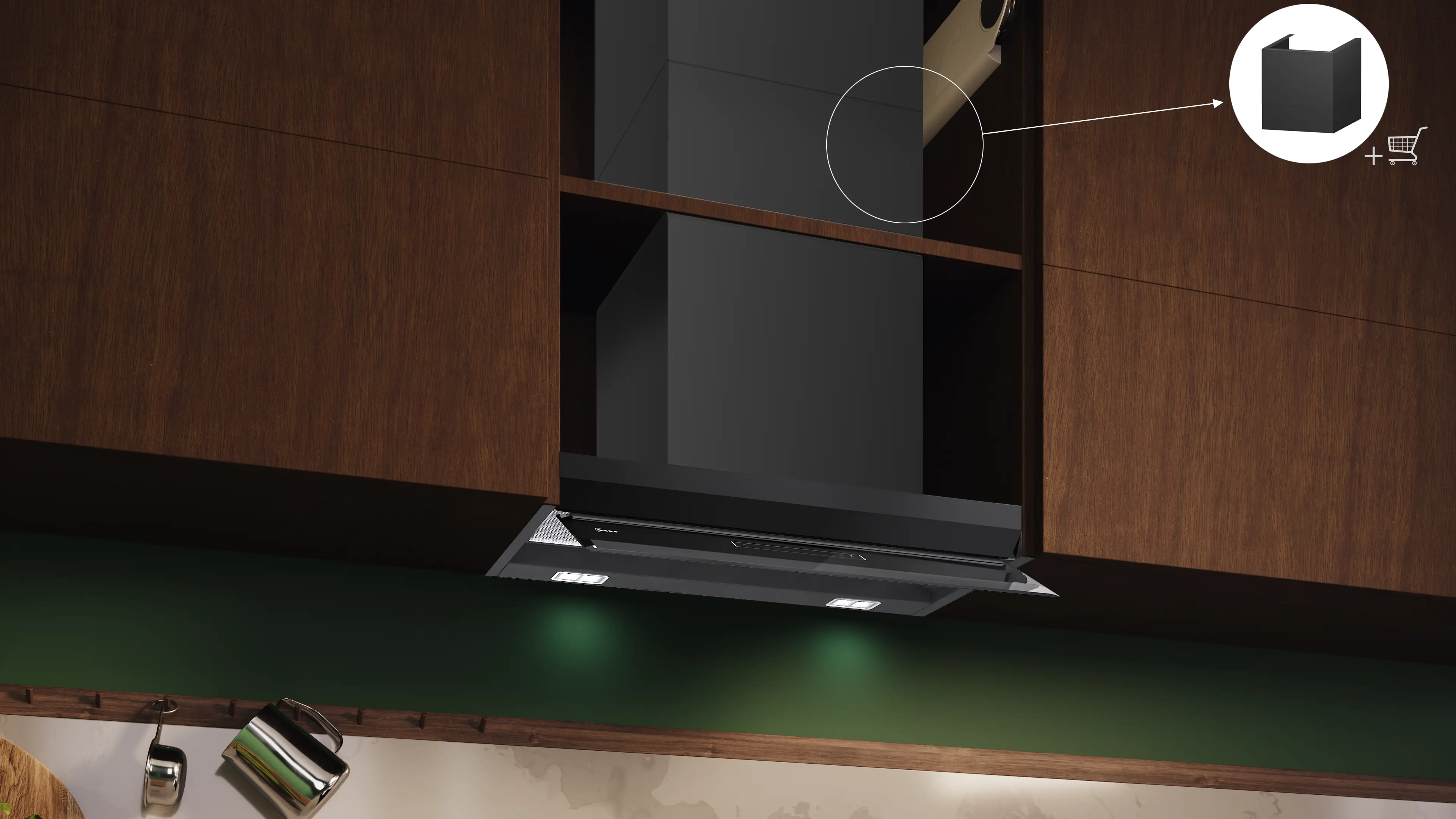 Hotă incorporabilă NEFF D67XDP2S5 N70, 60 cm, 749 m³/h, Smart Hood Automatic, LED, negru mat [6]