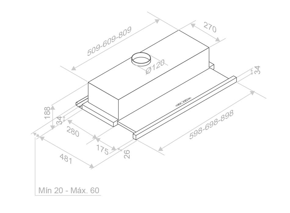 Hota incorporabila Pando ES, 90 cm V.730 mc/h [2]