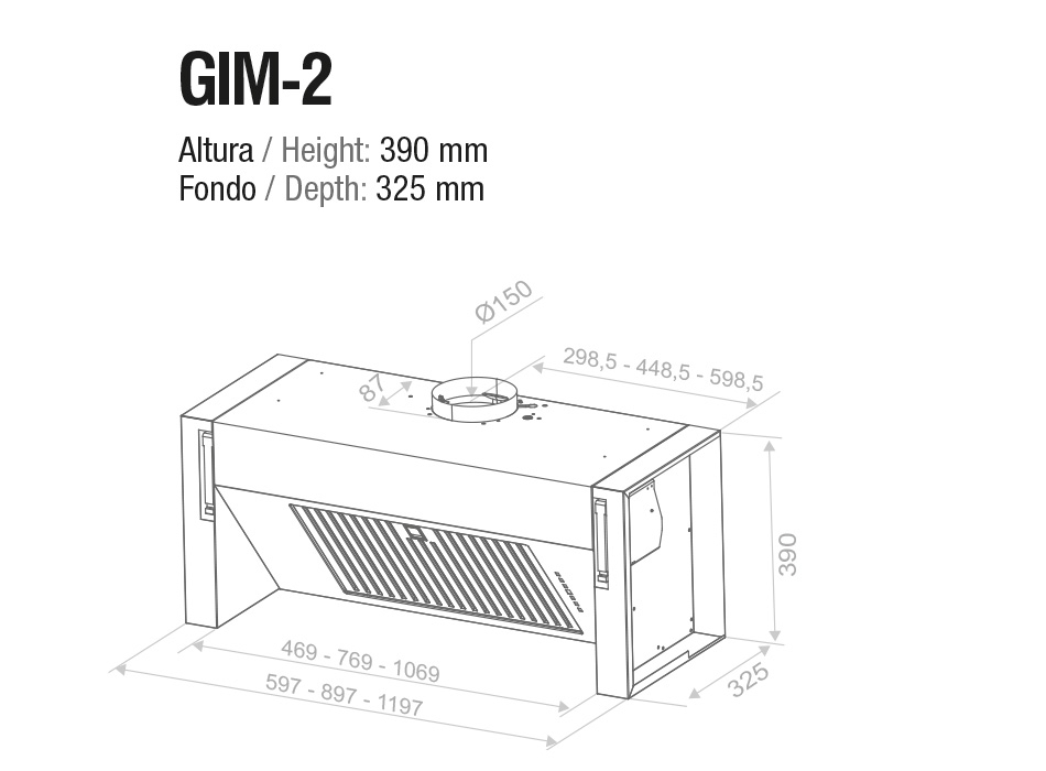 Hota incorporabila Pando GIM2, 120 cm V.850 mc/h [2]