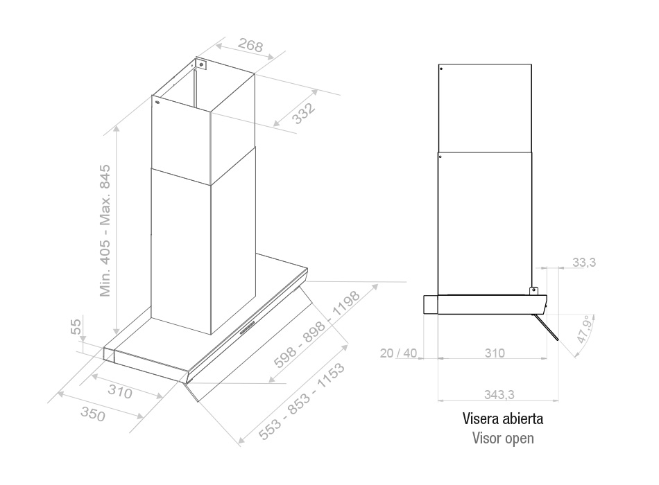 Hota incorporabila Pando TIM, 90 cm V.750 mc/h [4]