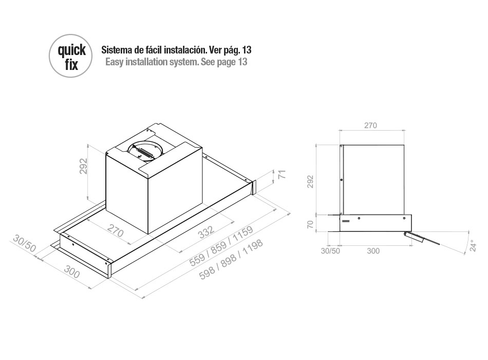 Hota incorporabila Pando TIX, 90 cm V.1050 mc/h SEC PLUS [5]