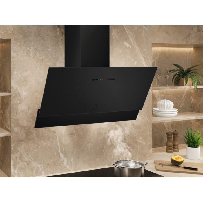 Hotă șemineu Electrolux LFV619Z, 90 cm, Clasă energetică A, 700 m³/h, 3 viteze + Intensiv + Breeze, LED, Negru mat [2]