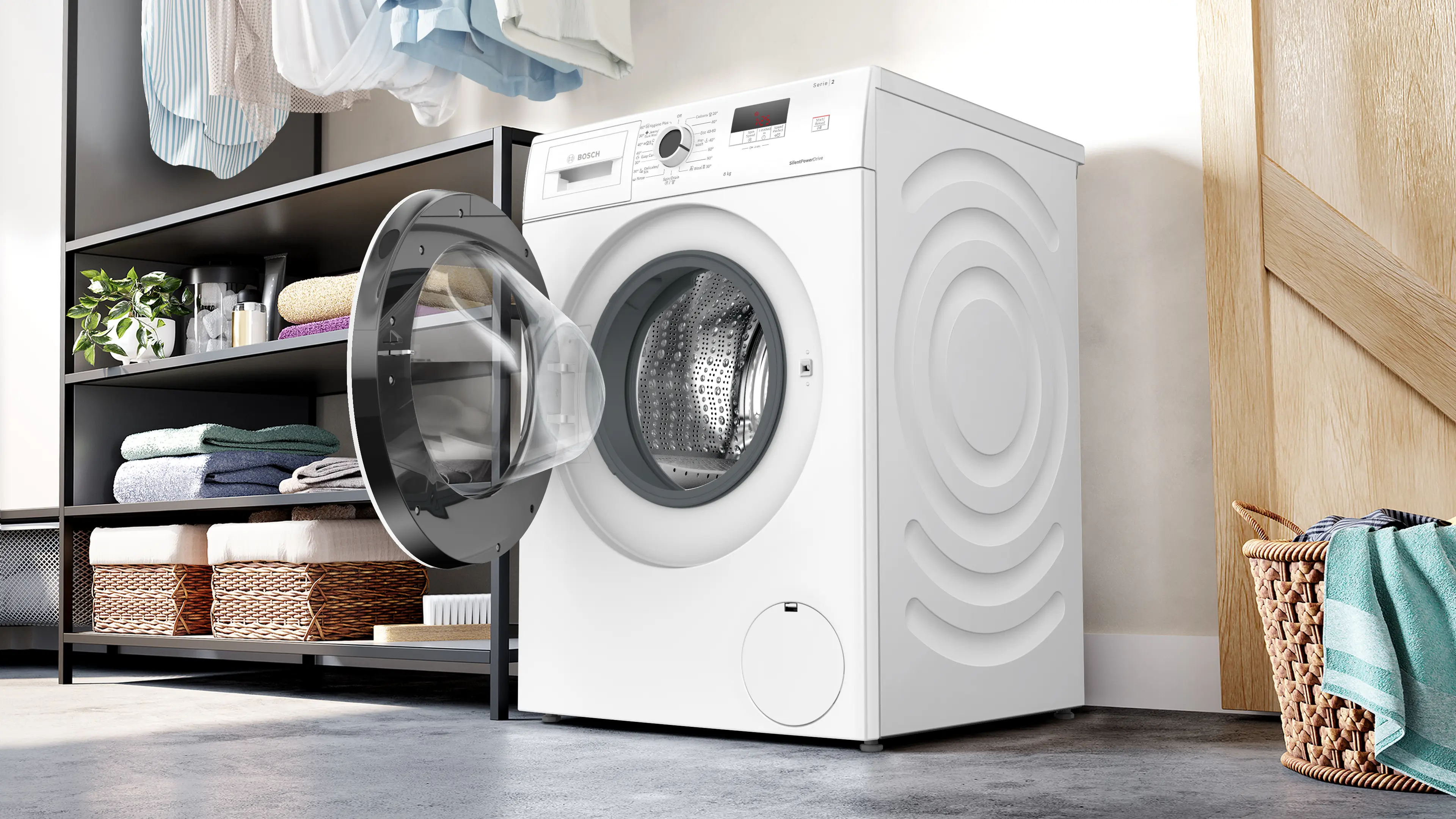 Mașină de spălat rufe Bosch Seria 2 WGE03201BY, 8 kg, 1200 rpm, încărcare frontală, albă [8]