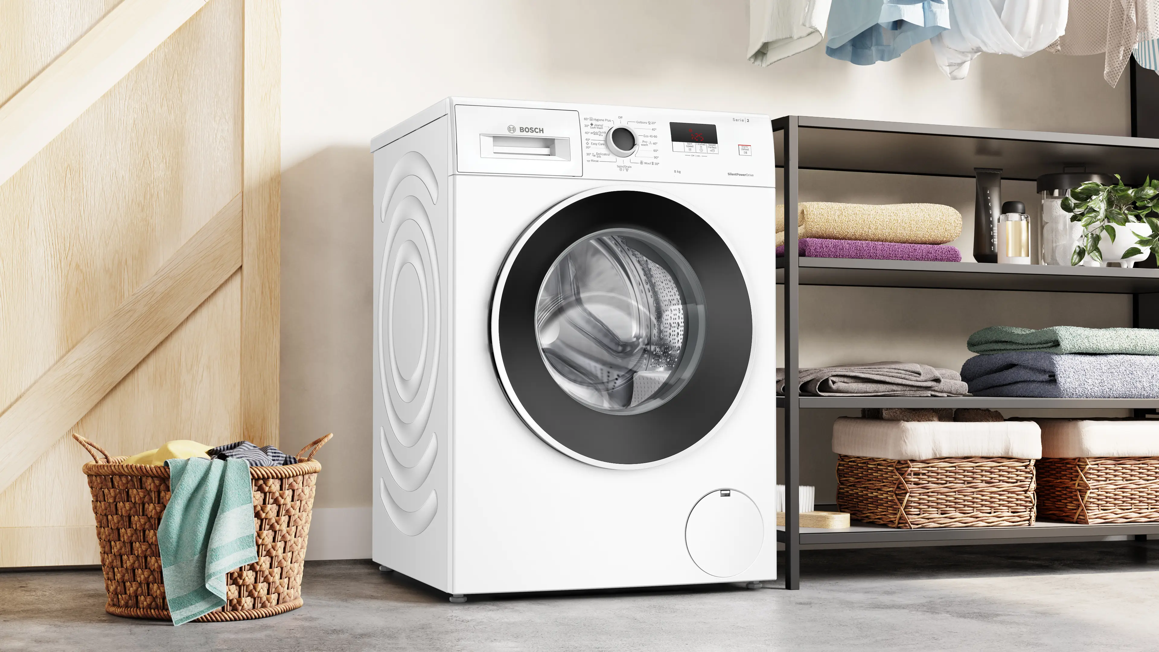 Mașină de spălat rufe Bosch Seria 2 WGE03201BY, 8 kg, 1200 rpm, încărcare frontală, albă [9]