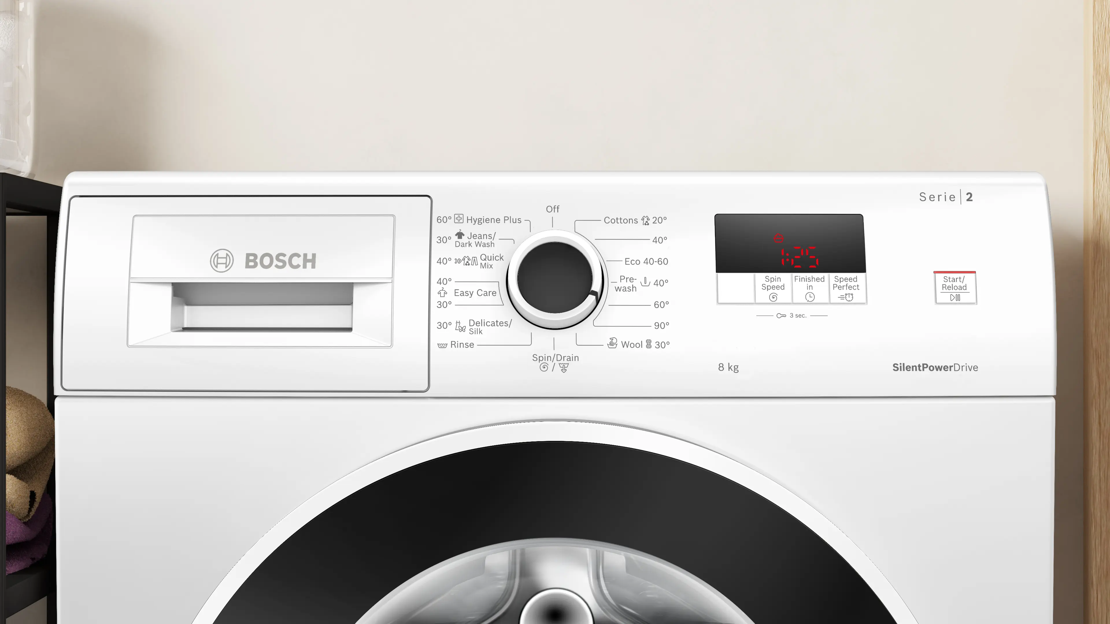 Mașină de spălat rufe Bosch Seria 2 WGE03201BY, 8 kg, 1200 rpm, încărcare frontală, albă [6]