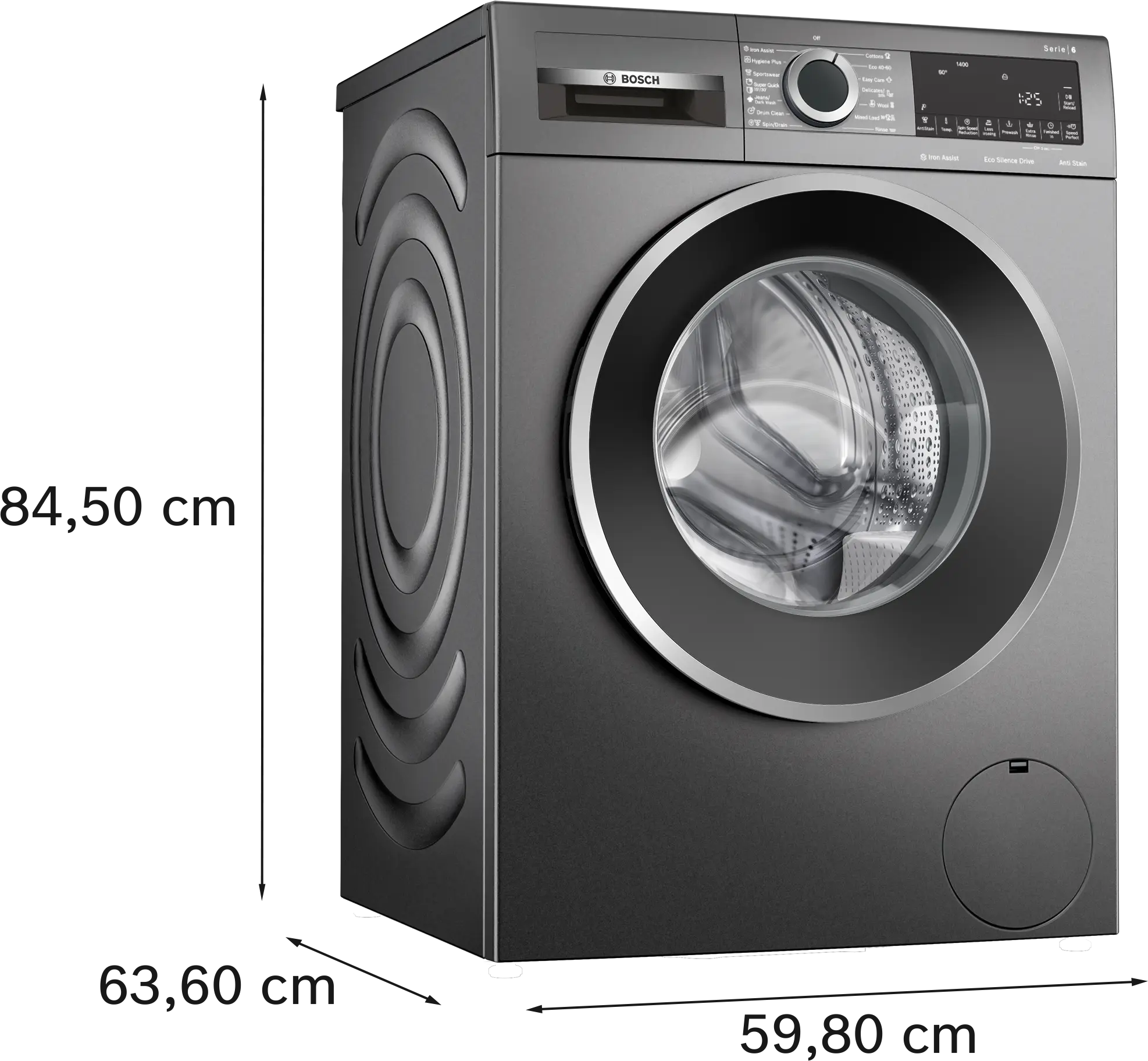 Mașina de spălat rufe cu încarcare frontală 9 kg max, Bosch Seria 6, 1400 rpm, Cast iron grey [2]