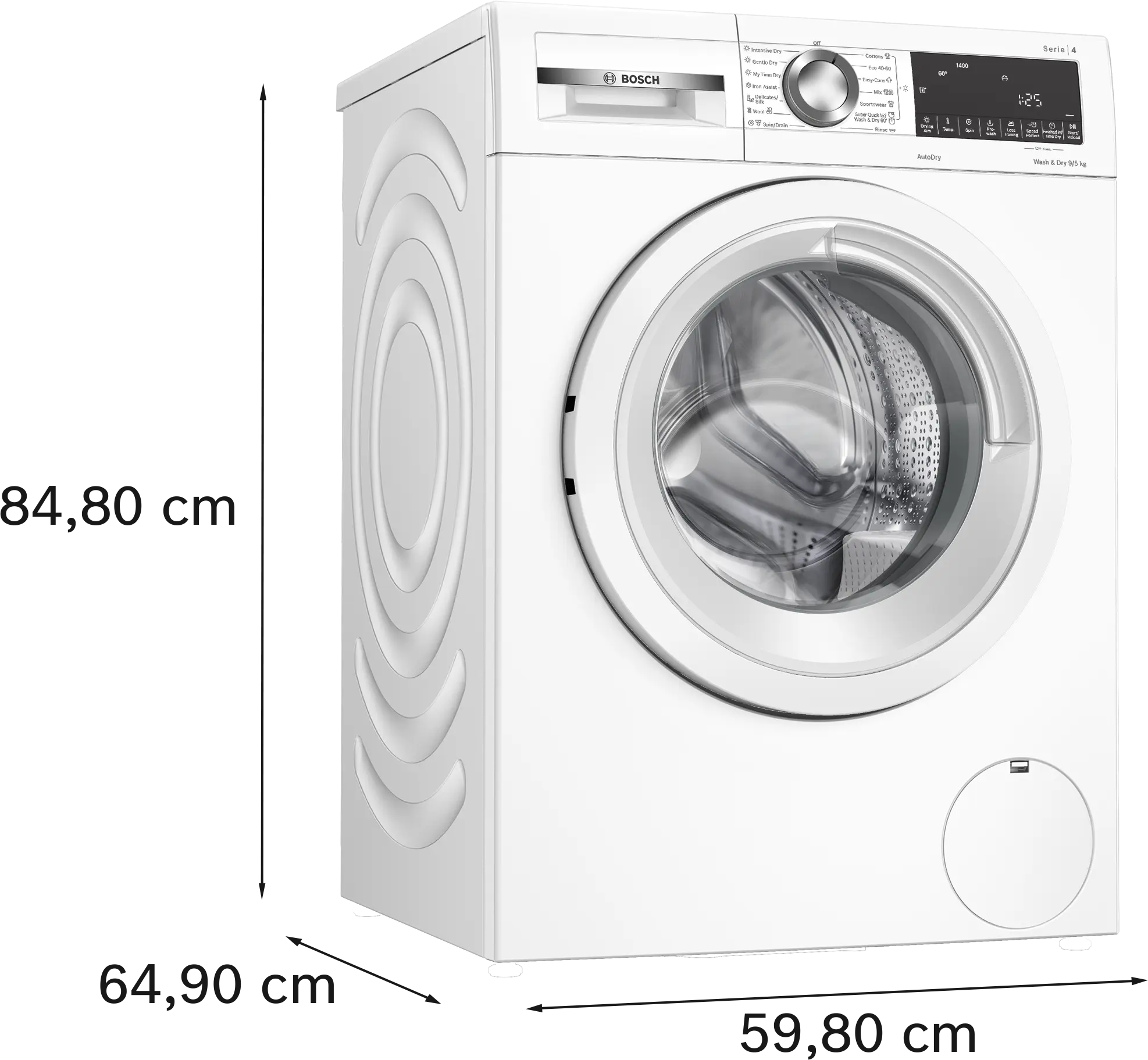 Mașina de spălat rufe cu uscător 9/5 kg max., Bosch Seria 4,  1400 rpm, Alb [5]