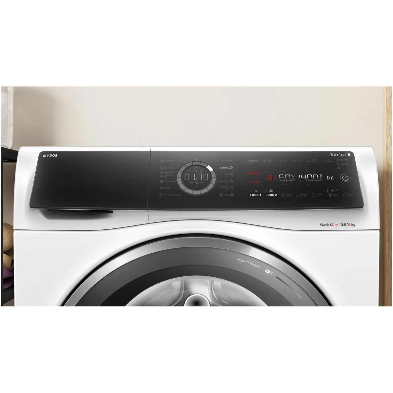 Masina de spalat rufe cu uscator Bosch Seria 8 WNC254A0BY, Spalare 10 kg, Uscare 6 kg, 1400 rpm, Clasa A, i-DOS, Iron Assist, Home Connect, Anti Stain, Auto Dry, Motor EcoSilence [9]