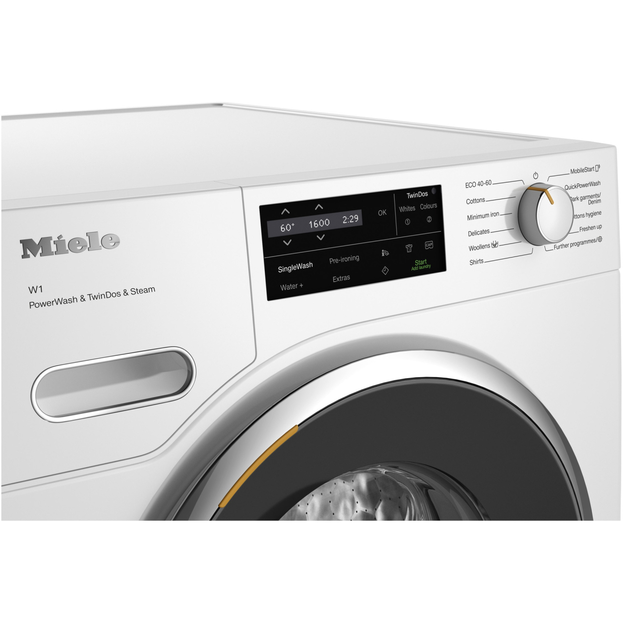 Masina de spalat rufe Miele WWI880 WCS, 9 kg, 1600 rpm, Clasa A, SteamCare, QuickPowerWash,Twindos dozare automata a detergentului Miele@home, Alb [3]