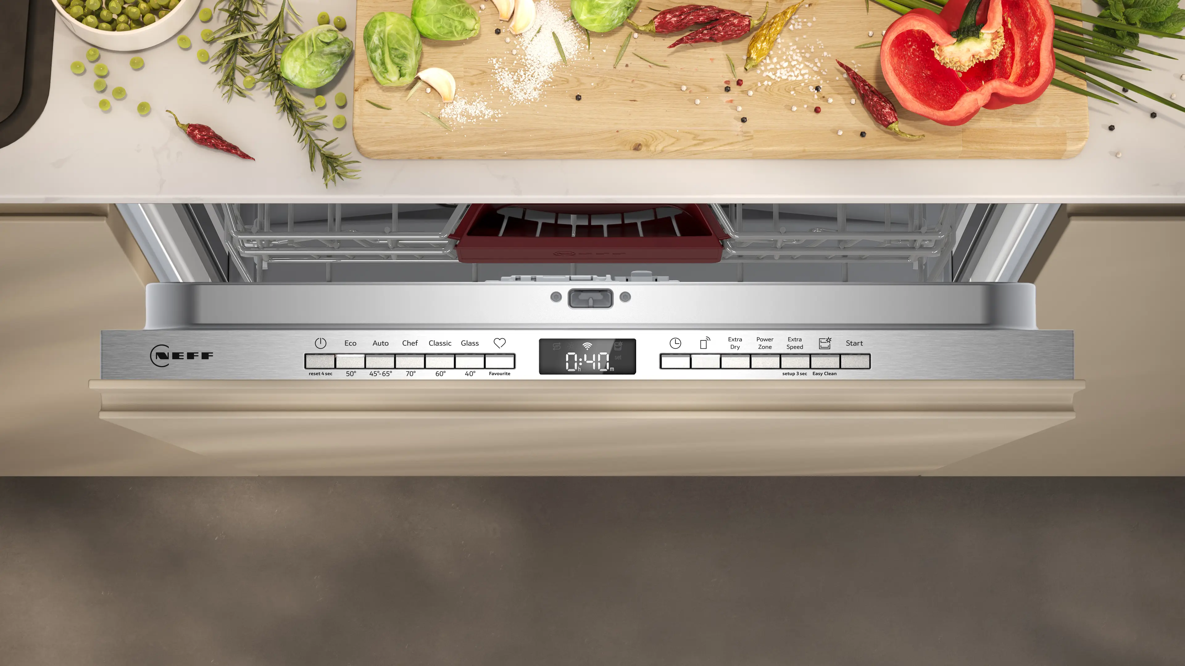Mașină de spălat vase complet incorporabilă NEFF S155EVX04E N50, 60 cm, 14 seturi, Home Connect, OpenDry, 44 dB [2]