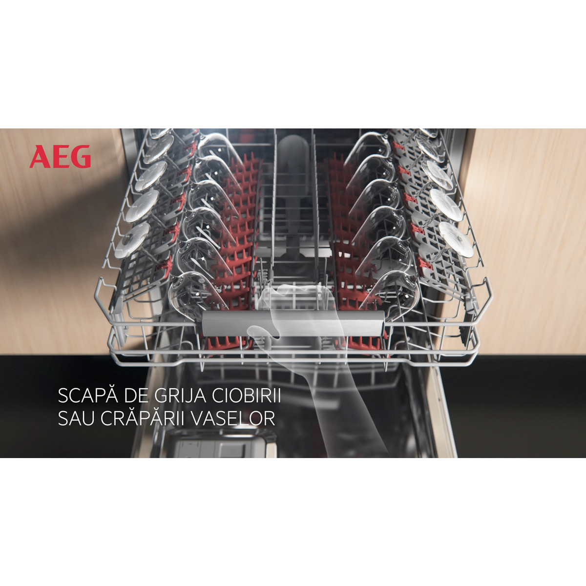 Masina de spalat vase incorporabila AEG FSE94848P, 15 seturi, 7 programe, MaxiFlex, AirDry, QuickSelect, Time Beam, Spray Zone, WiFi, Afisaj TFT, Iluminare interioara,  Clasa C, Motor inverter, 60 cm [5]