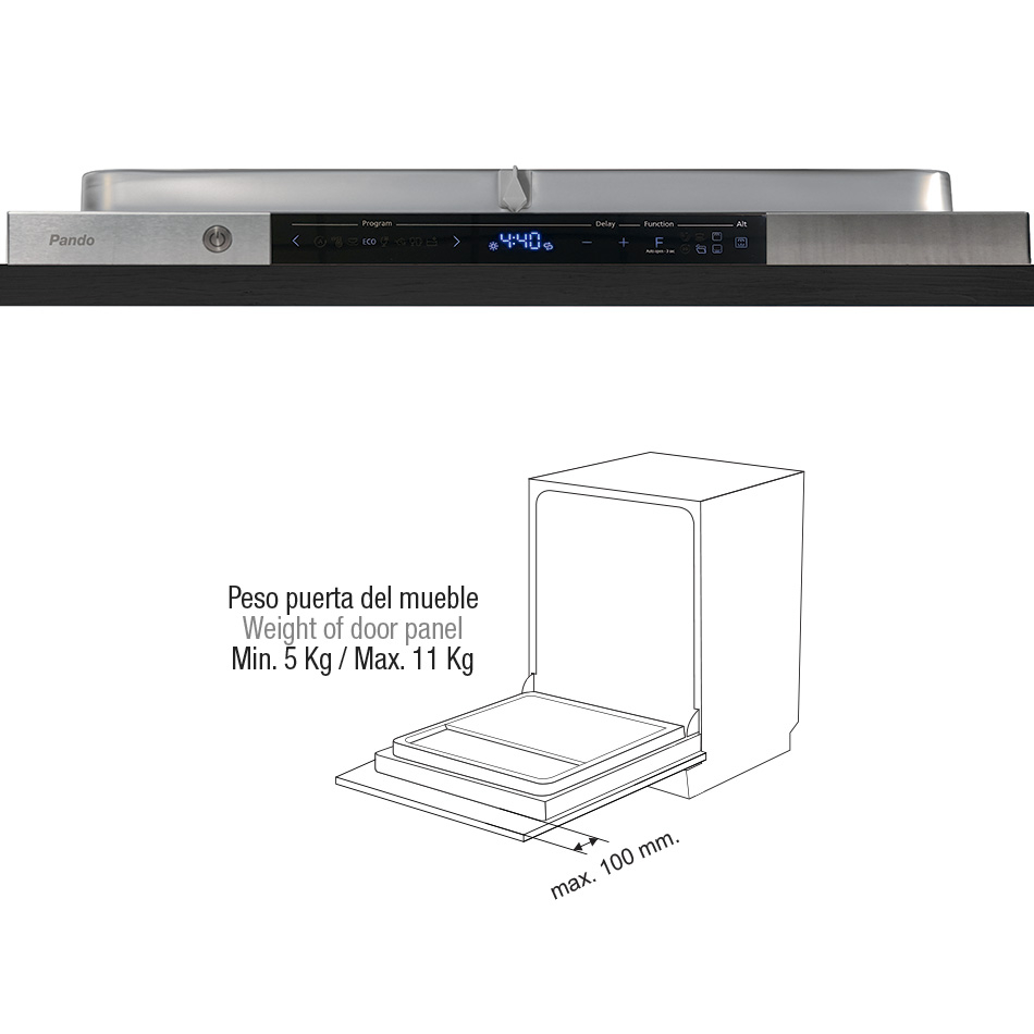 Mașină de spălat vase încorporată PLT-7462 XXL, 16 seturi, usa glisanta [2]