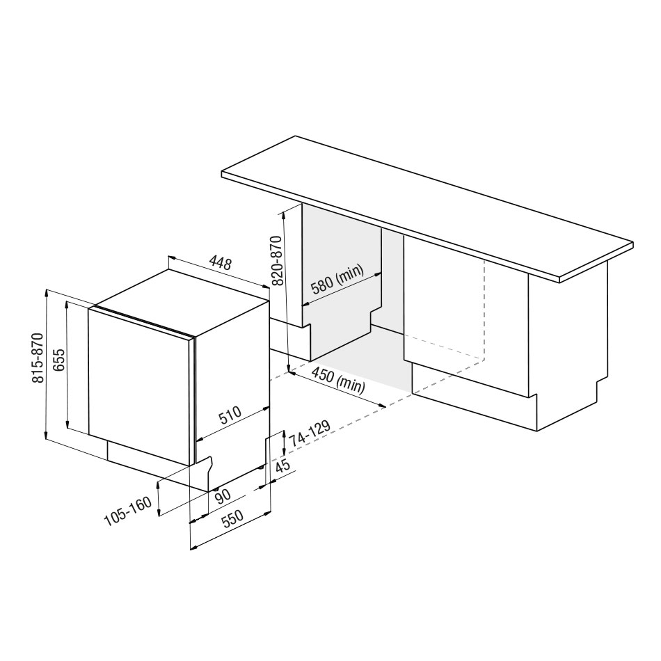 Mașină de spălat vase integrată Pando PLB-7146, 10 seturi, usa glisabila [4]