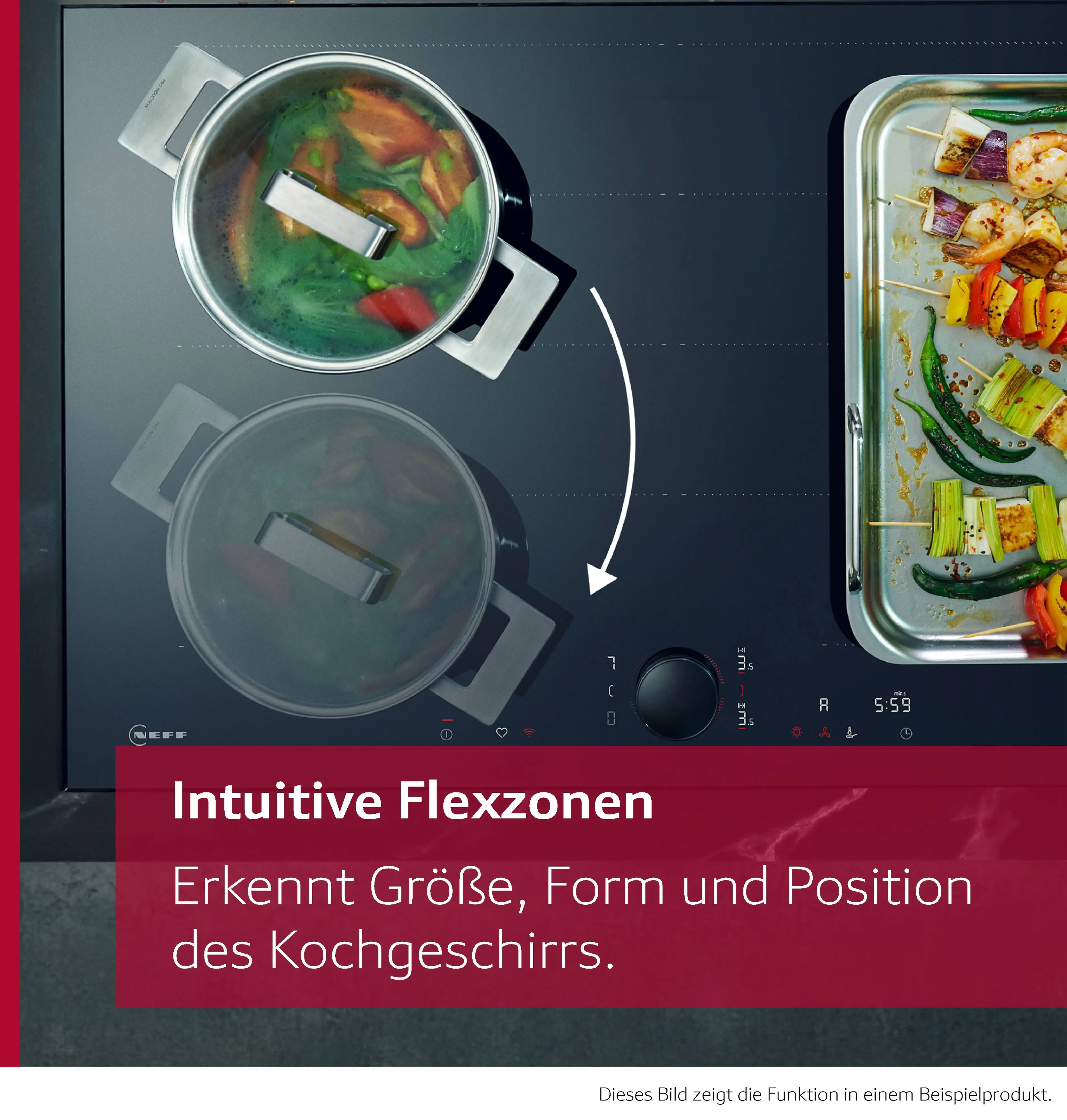 Plită cu inducție cu hotă integrată NEFF N70 V68YHL4B0, 80 cm, FlexInduction, Twist Pad Flex®, Home Connect, 500 m³/h, Negru mat [11]