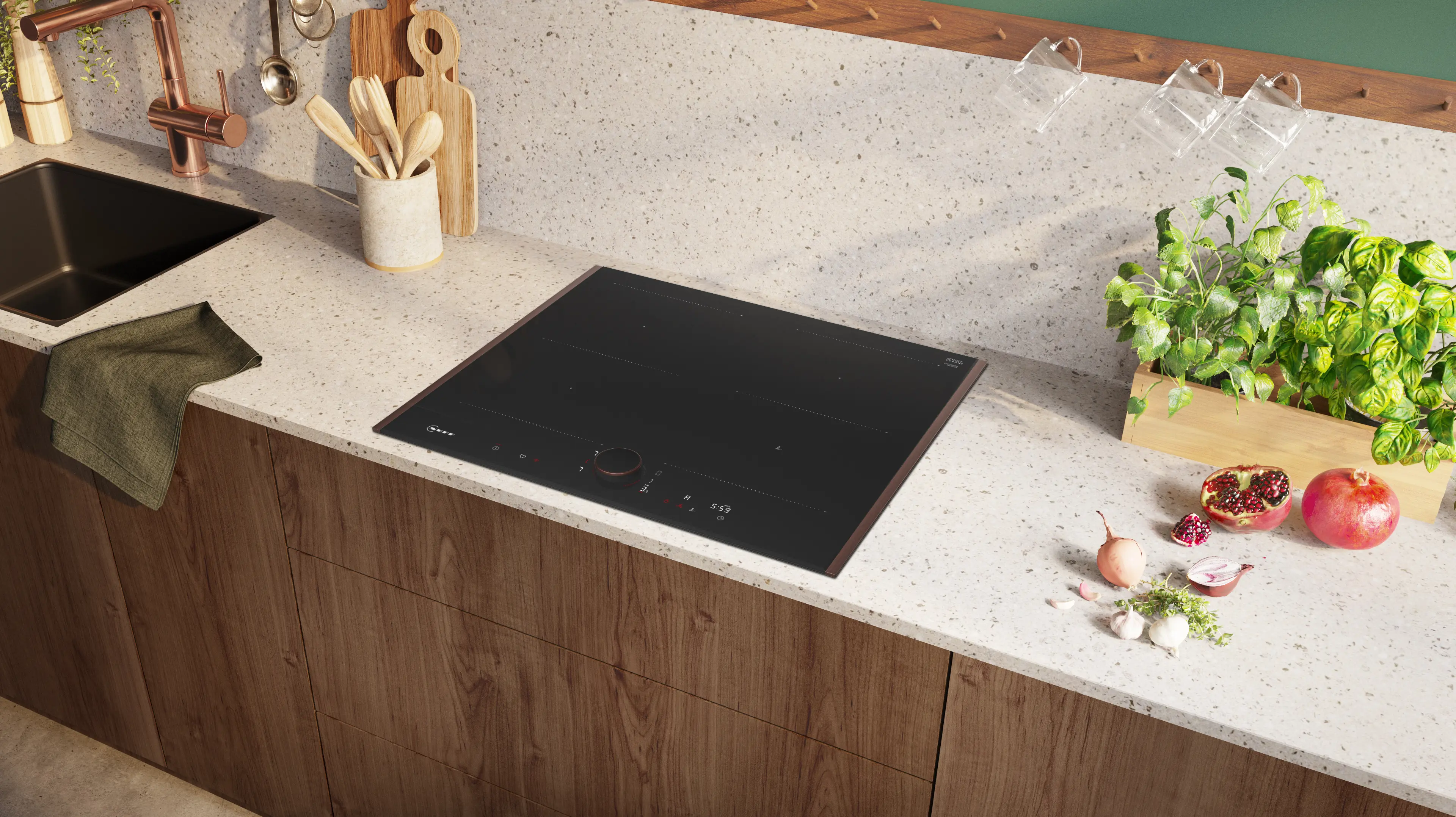 Plită cu inducție NEFF N90 T66YYY4B0, 60 cm, FlexInduction, Twist Pad Flex®, Home Connect, Frying Sensor, Flex Design, Negru mat [2]