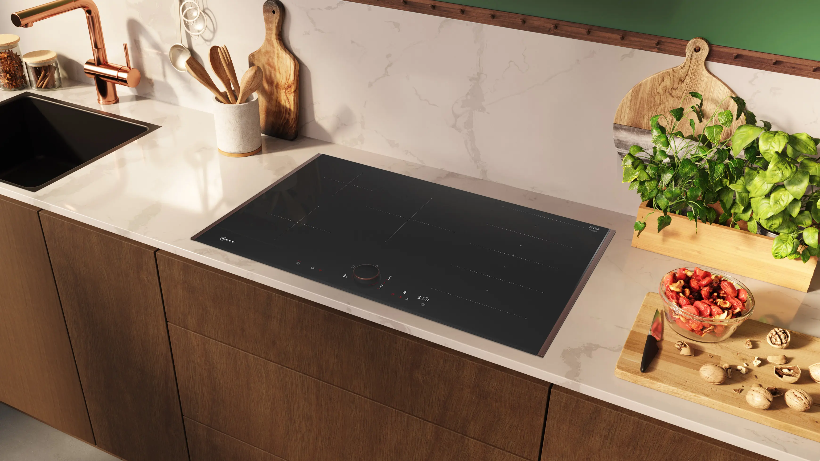 Plită cu inducție NEFF N90 T68YYV4C0, 80 cm, FlexInduction, Twist Pad Flex®, Home Connect, Frying Sensor, Flex Design, Negru [5]