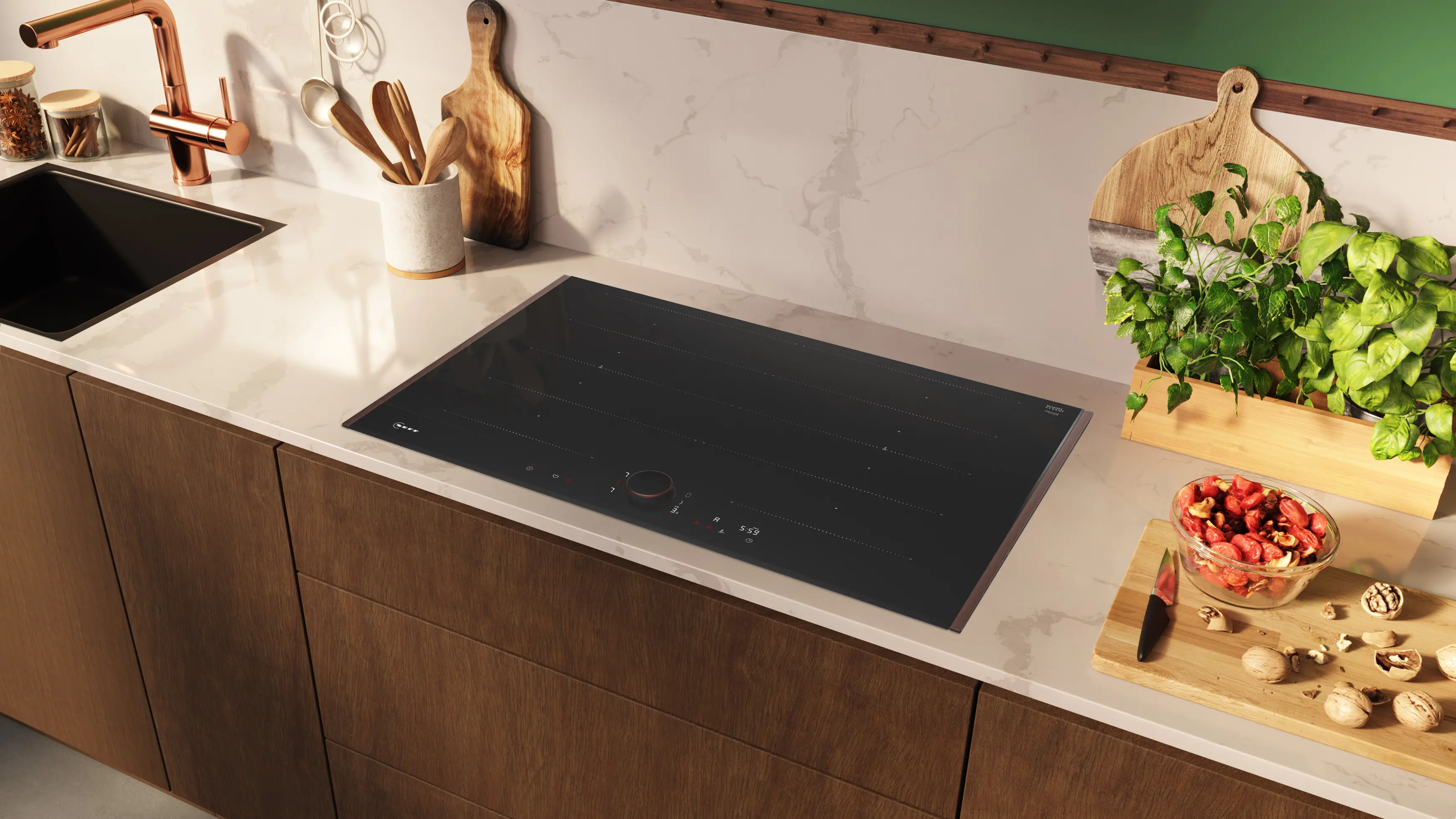 Plită cu inducție NEFF N90 T68YYY4C0, 80 cm, FlexInduction, Twist Pad Flex®, Home Connect, Frying Sensor, Flex Design, Negru [5]