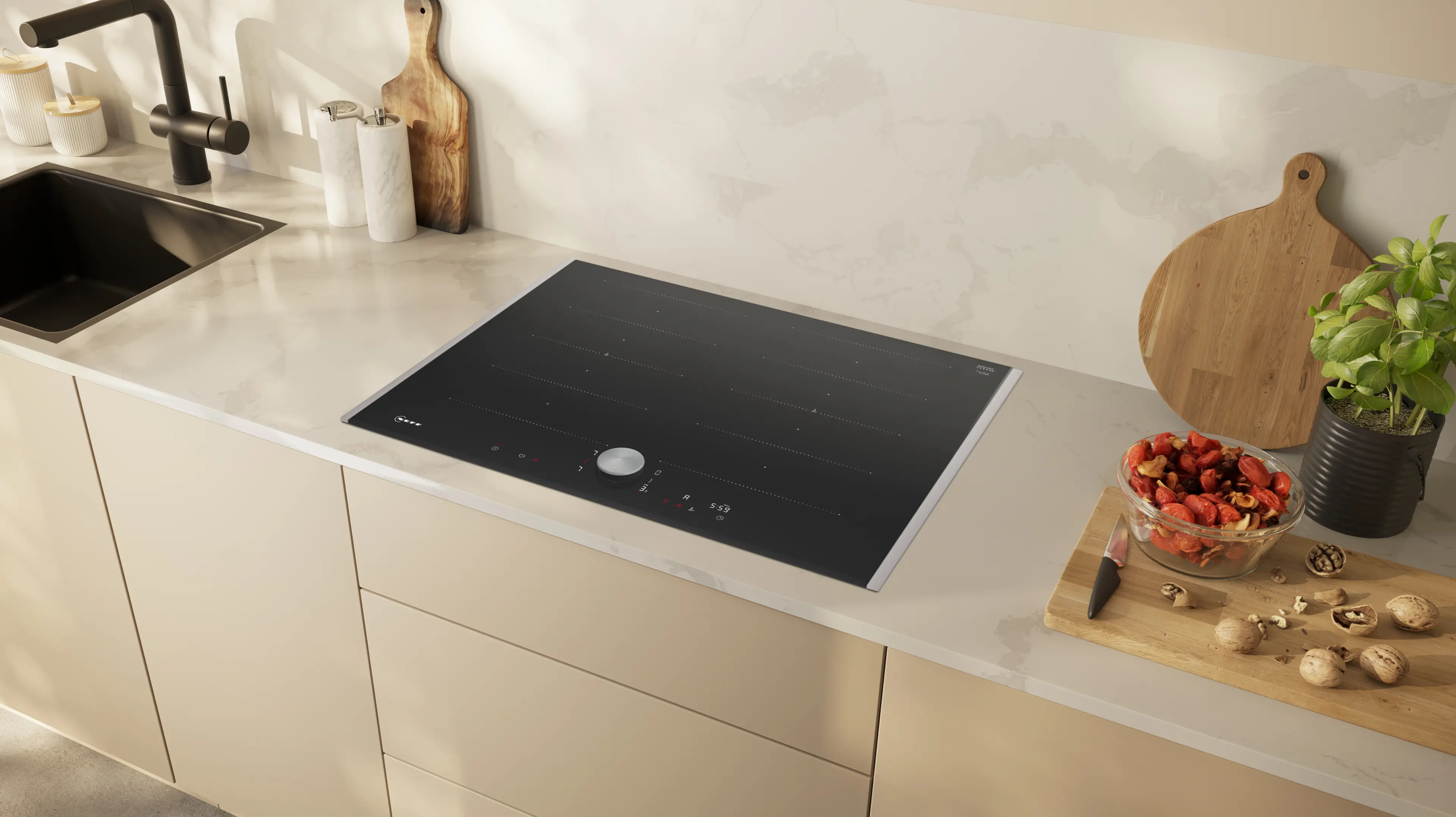 Plită cu inducție NEFF T67TTX4L0 N90, 70 cm, 4 zone Flex Induction, Twist Pad®, Home Connect, negru [3]
