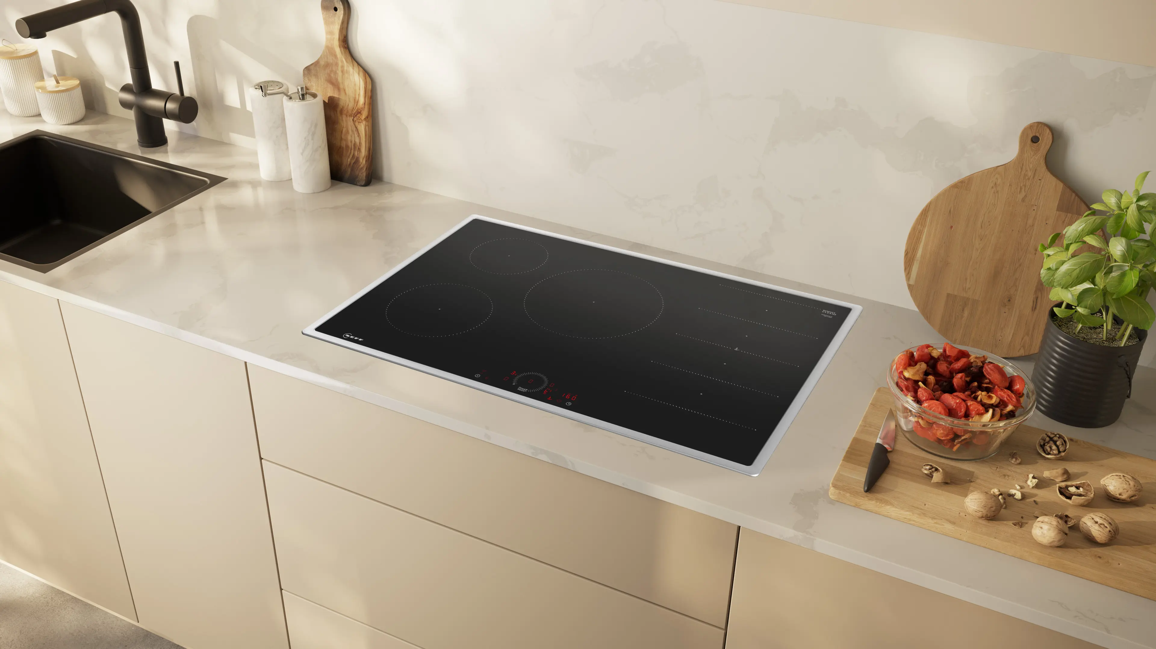 Plită cu inducție NEFF T68SHV4L0 N70, 80 cm, 5 zone Flex Induction, Twist Touch®, Home Connect, negru [3]