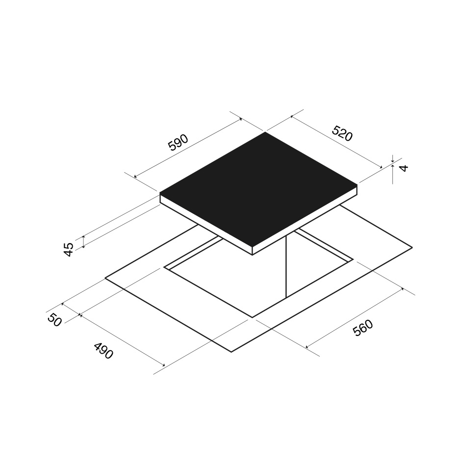 Plită cu inducție Pando PI 3200, 60 cm, 4 zone, 2 zone Bridge, sticlă Keraspectrum [2]