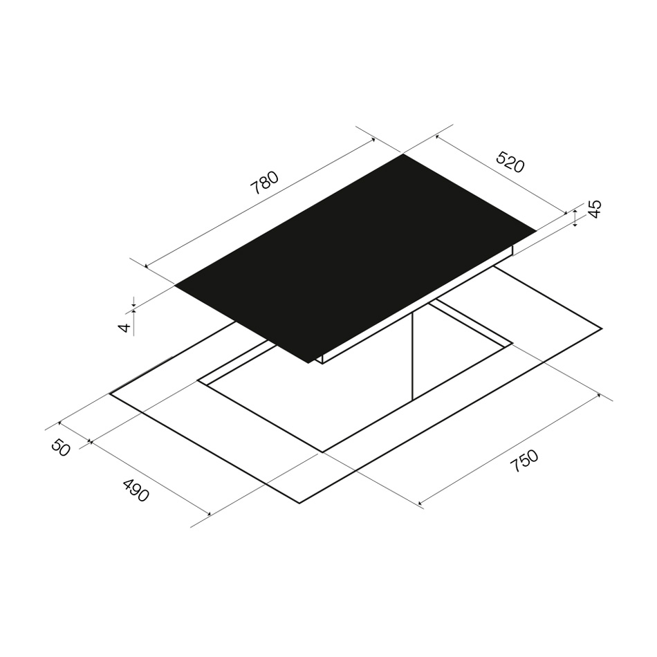 Plită cu inducție Pando PI 3800 Airlink, 78 cm, 6 zone, Bridge, conectare cu hota [2]
