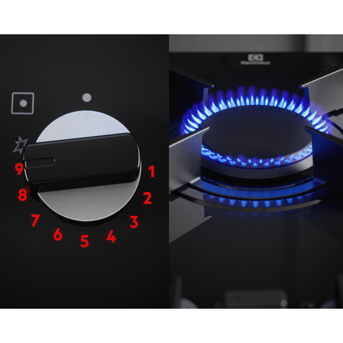 Plită gaz pe sticlă Electrolux KGG753753K 75 cm Negru [2]