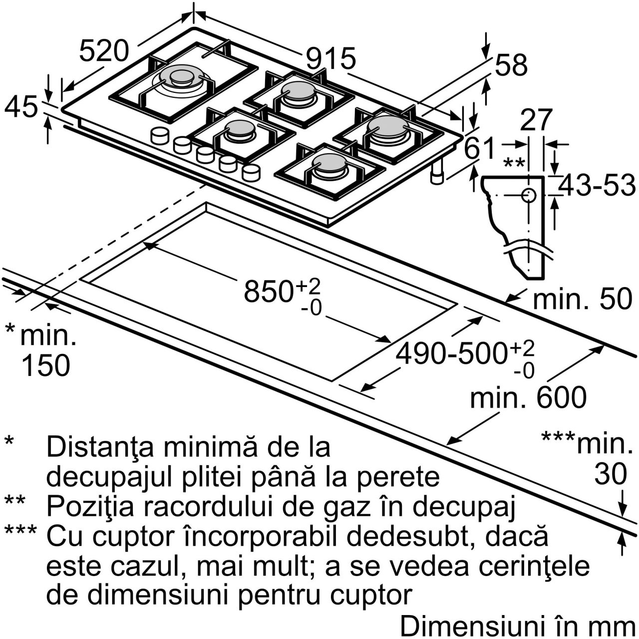 Plita incorporabila Bosch PRS9A6H40, 5 arzatoare, Flame select, Arzator Wok, Touch control & mecanic, Gratar fonta, 90 cm [10]