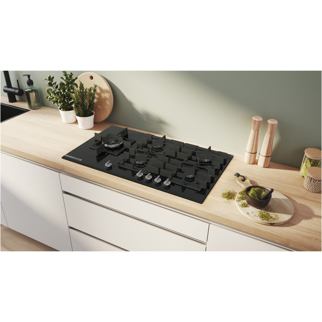 Plita incorporabila Bosch PRS9A6H40, 5 arzatoare, Flame select, Arzator Wok, Touch control & mecanic, Gratar fonta, 90 cm [6]