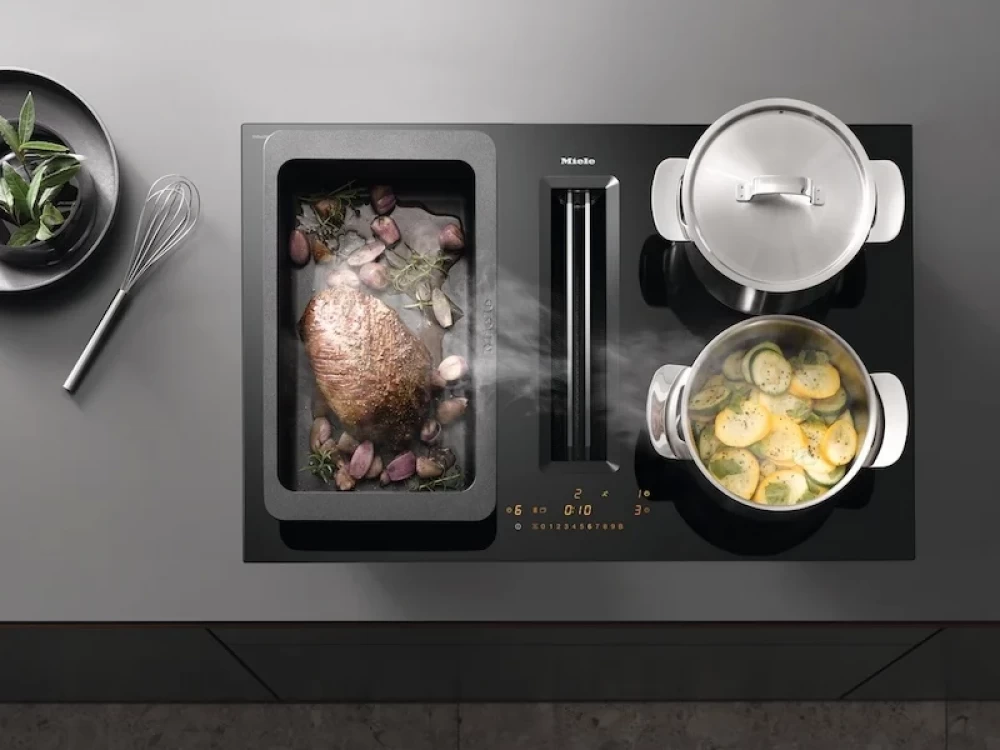 Plita incorporabila cu inductie si hota integrata Miele Gold, KMDA 7473-1 FL Silence, 80 cm, Negru [3]