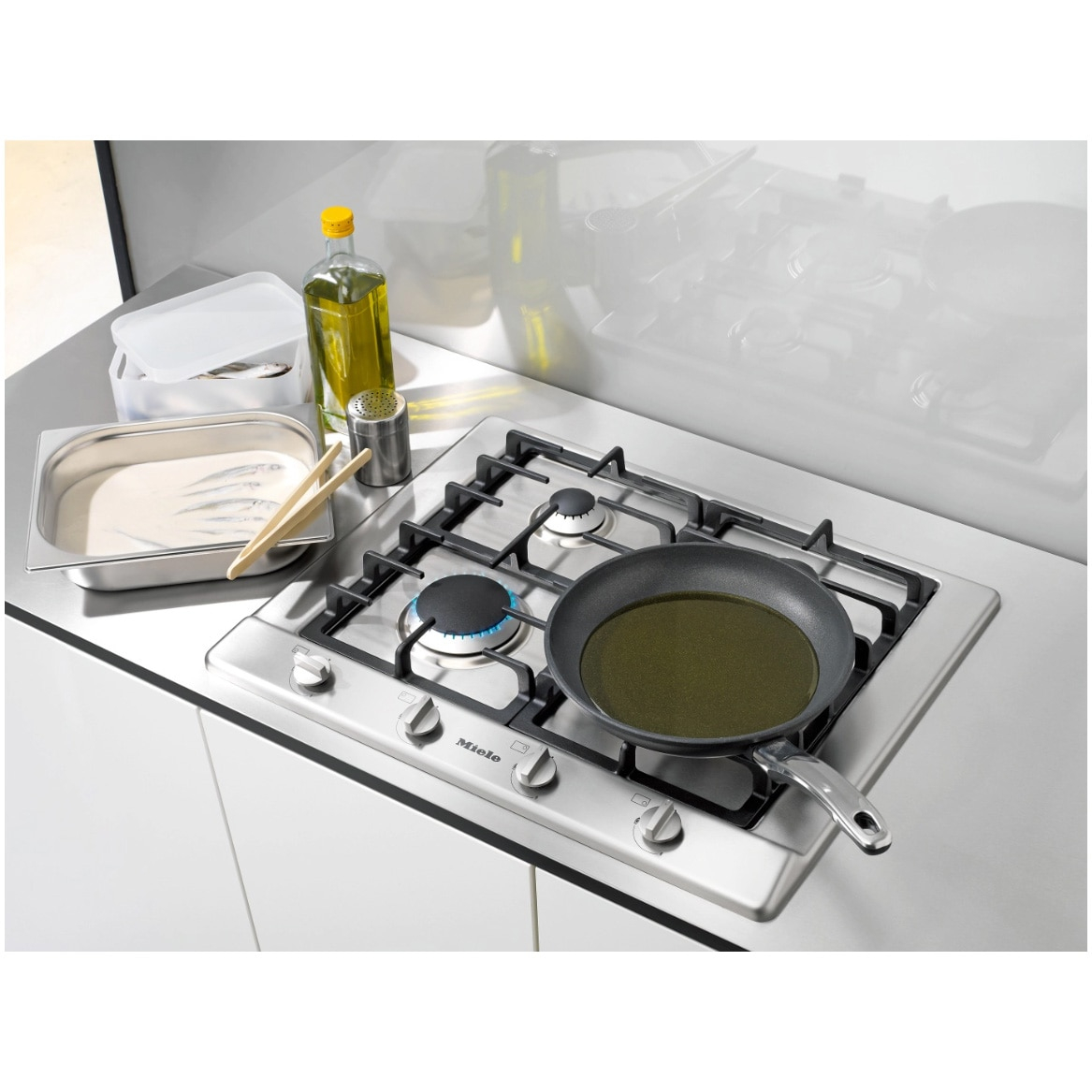 Plita incorporabila Miele KM 2010 G, Gaz, GasStop, 4 arzatoare, ConfortClean, 65 cm, Inox [5]