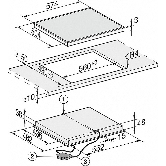 Plita incorporabila Miele KM 6527 FR, Electrica, 3 zone de gatire,  Timer, Stop & Go, Rama inox, 60 cm, Negru [3]
