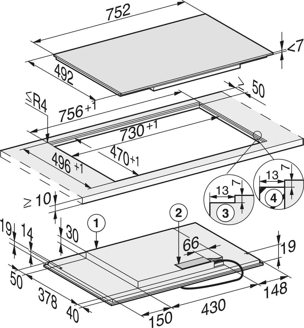 Plita incorporabila Miele KM 7414 FX, Inductie, 4 zone de gatire, TwinBooster,  PowerFlex, Conectivitate hota,, 76 cm, Negru [3]