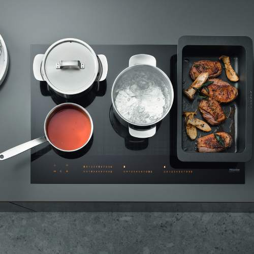 Plita incorporabila Miele KM 7466 FR, Inductie, 4 zone de gatit, TwinBooster,  PowerFlex, Conectivitate hota, Rama inox, 60 cm, Negru [4]