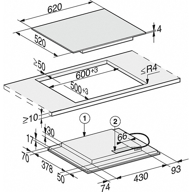Plita incorporabila Miele KM 7564 FL, Inductie, 4 zone de gatire, TwinBooster, PowerFlex, 62 cm, Negru [3]