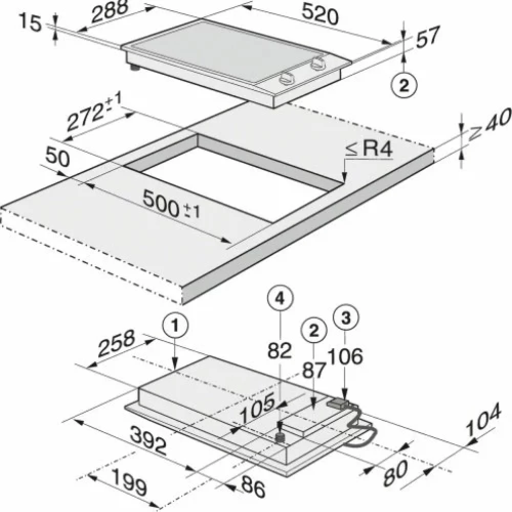 Plita incorporabila pe gaz Miele Gold CS 1012-2 G, Domino,2 arzatoare,  Otel inoxidabil [2]