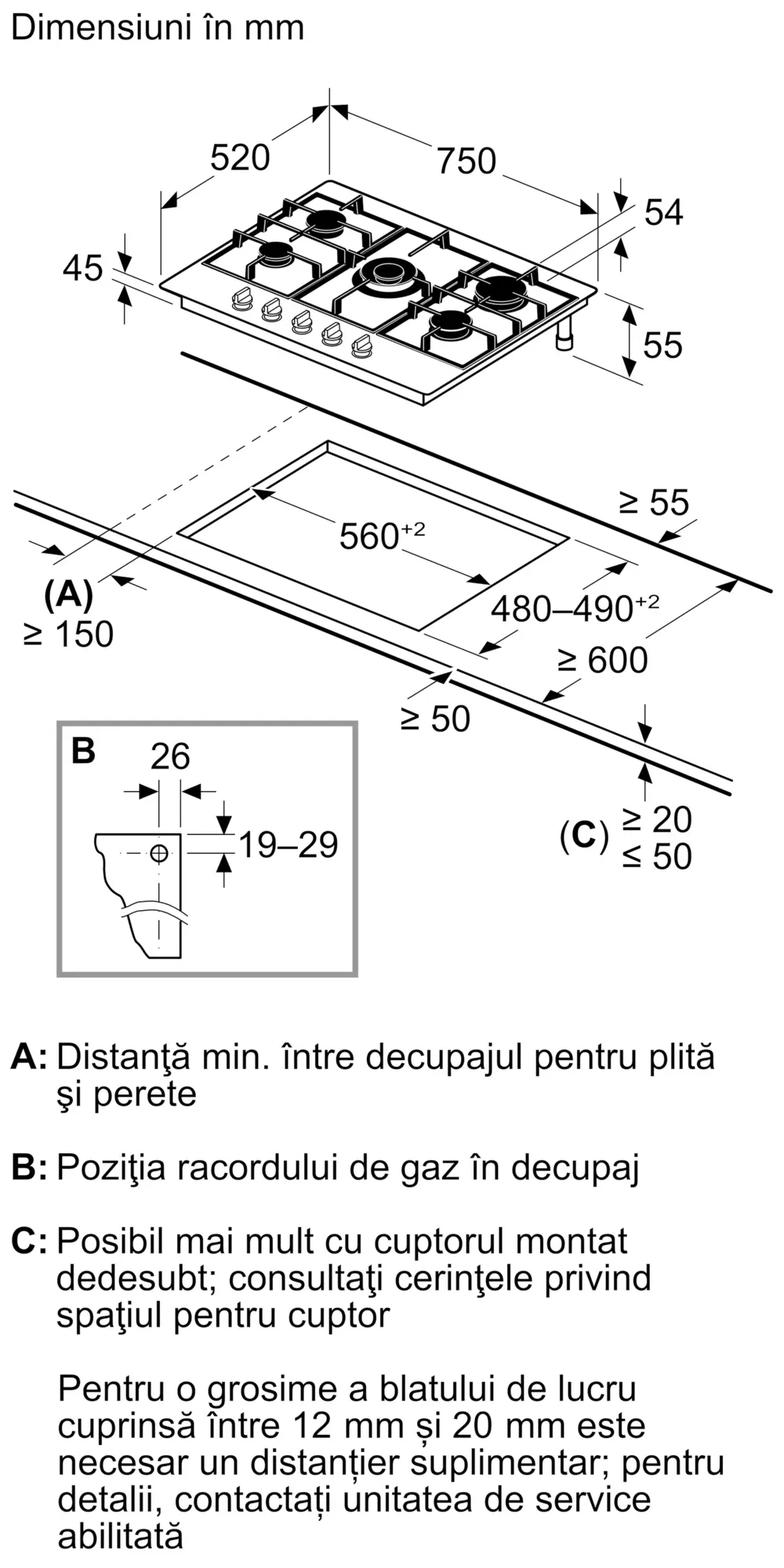 Plită pe gaz Bosch Seria 6, 75 cm, Inox [9]