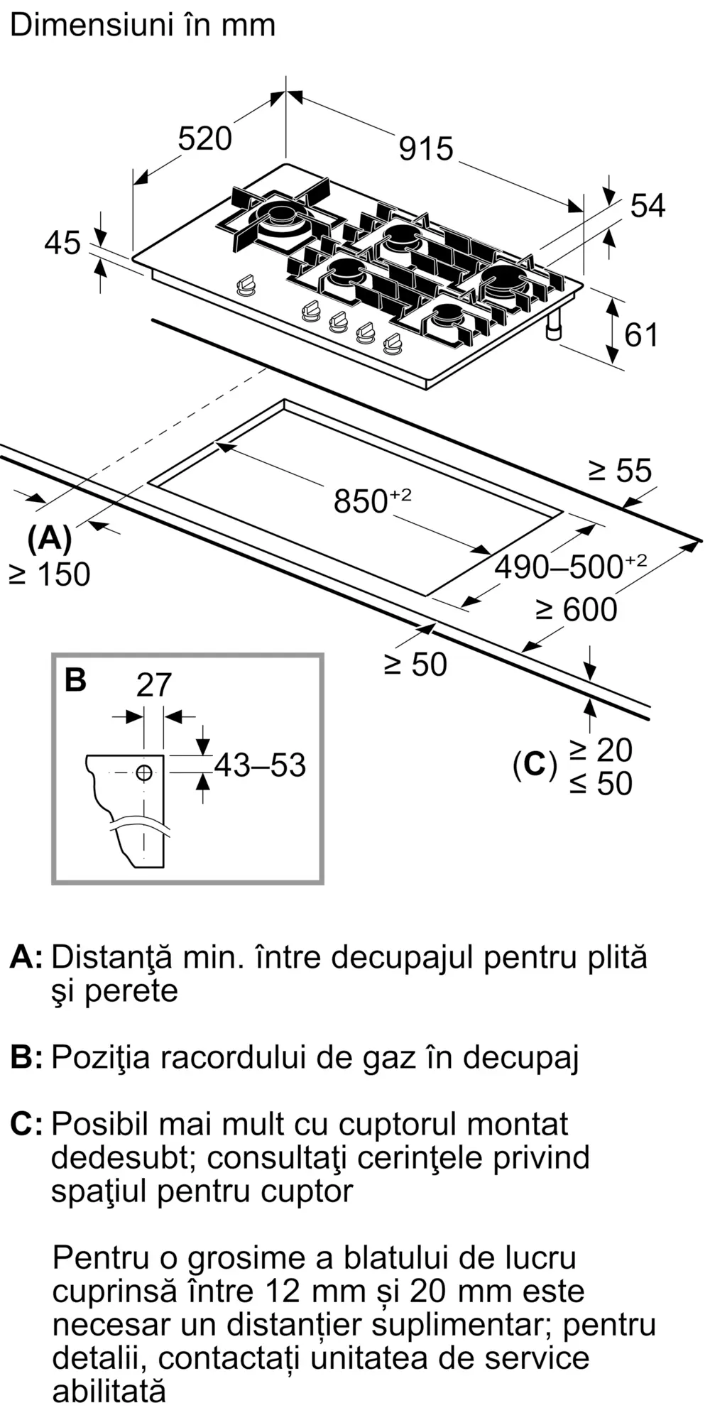 Plita pe gaz Bosch Seria 6, 90 cm, Quartz, Negru [10]