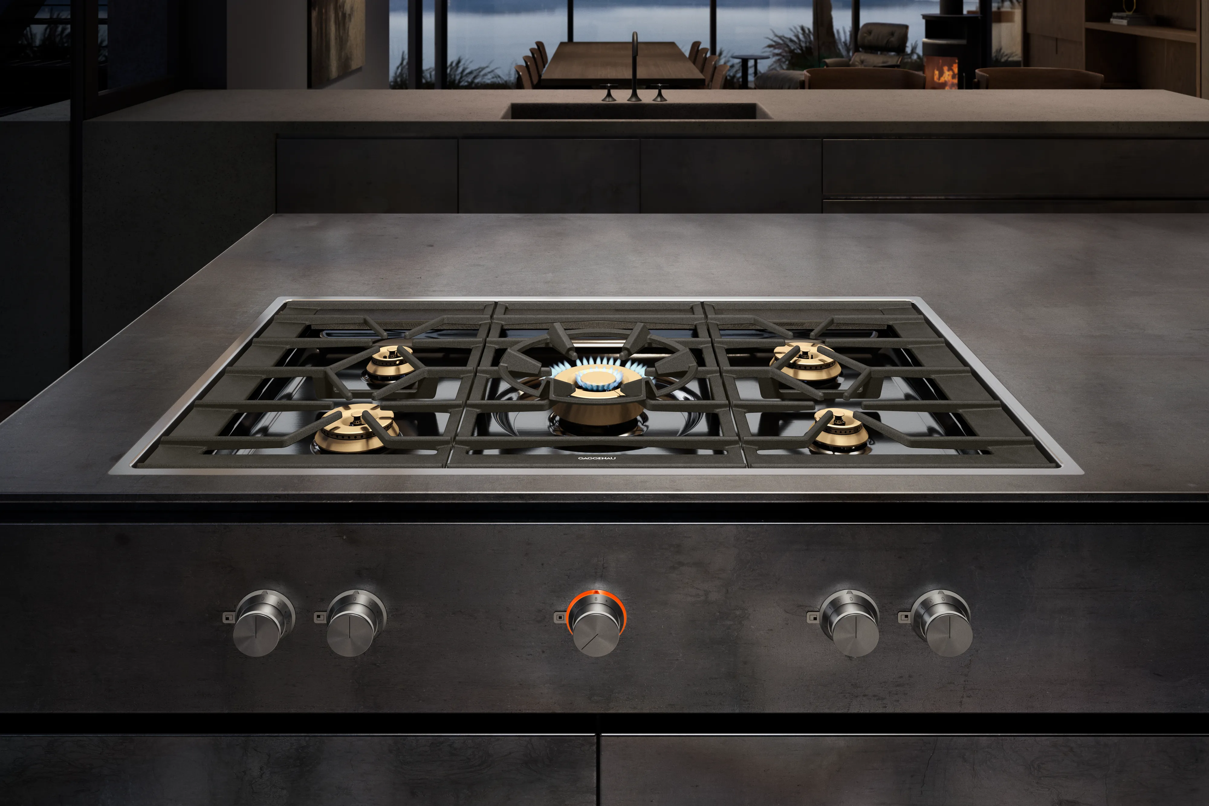 Plita pe gaz Gaggenau Seria 400 cu 5 arzatoare multicerc si arzator Wok de 6 kW [3]
