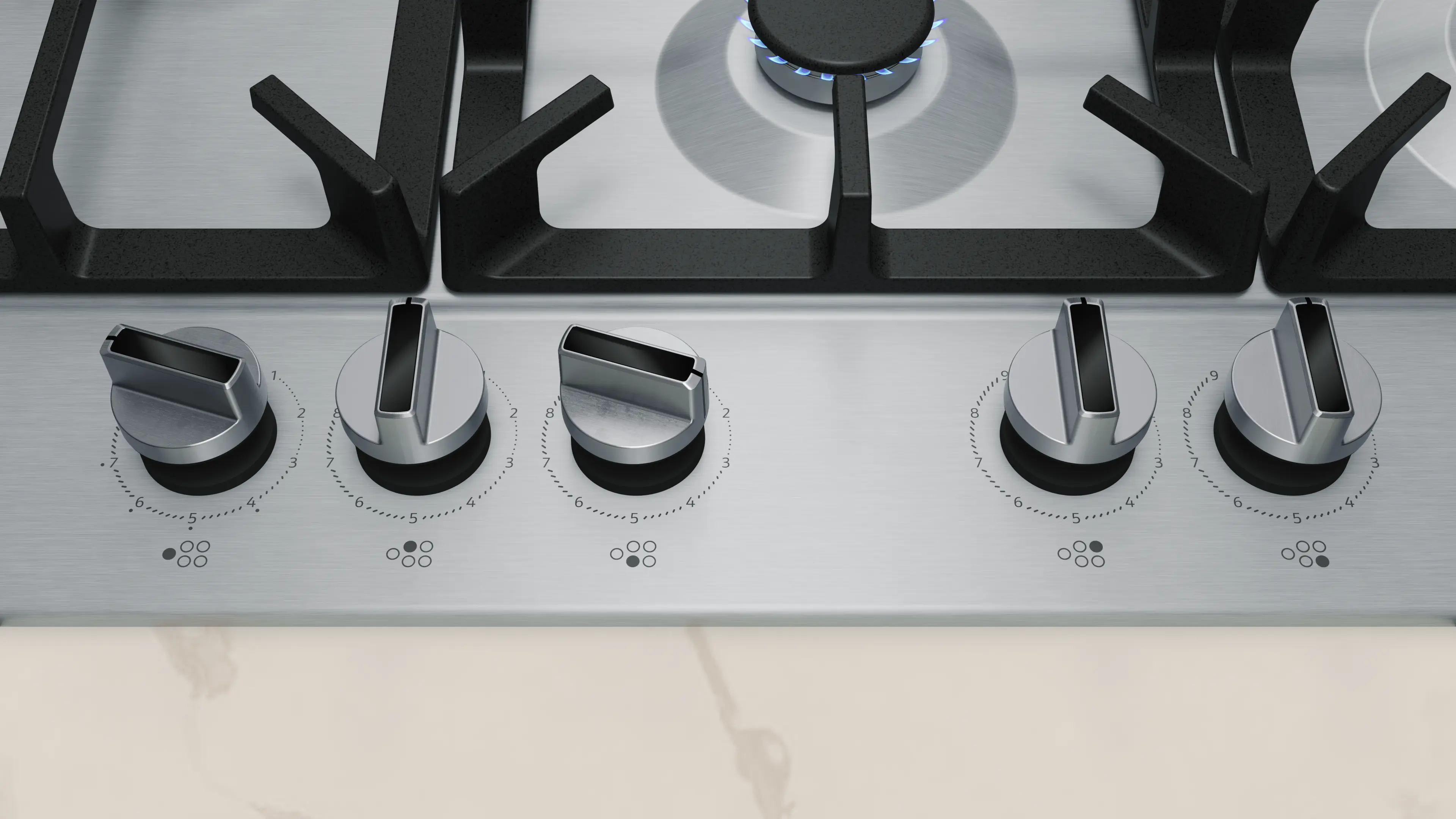 Plită pe gaz NEFF N70 T27CIS8N0, 75 cm, 5 arzătoare, FlameSelect® 9 trepte, grătare fontă, inox [4]