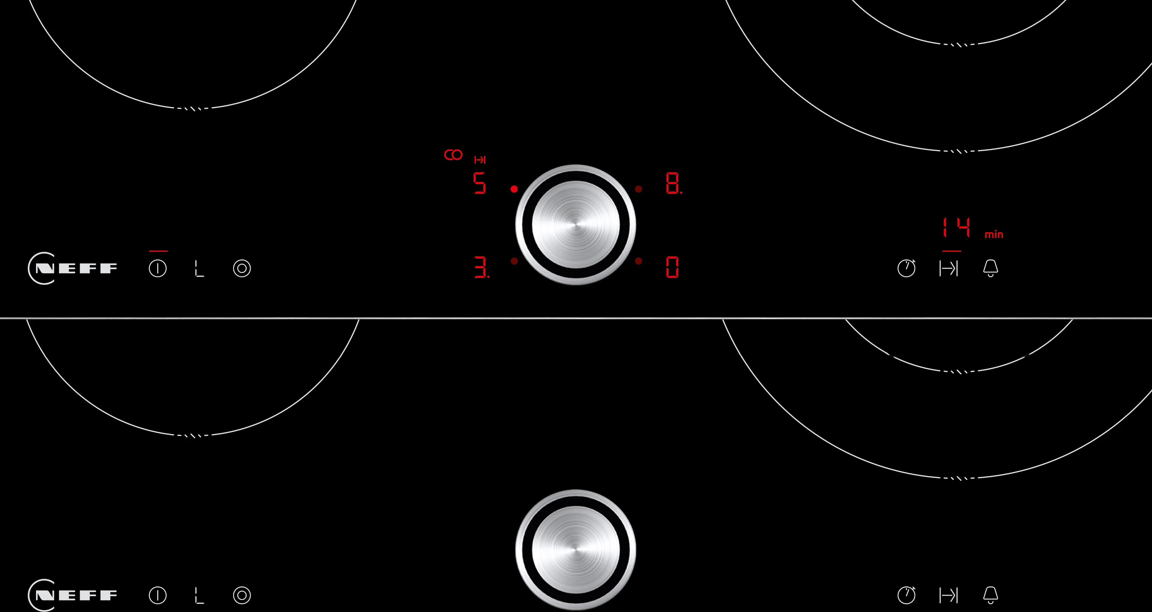 Plită vitroceramică electrică NEFF N70 T16FTN1L0, 60 cm, TwistPad®, 4 zone de gătit, 17 niveluri de putere, zonă extensibilă, Negru [2]