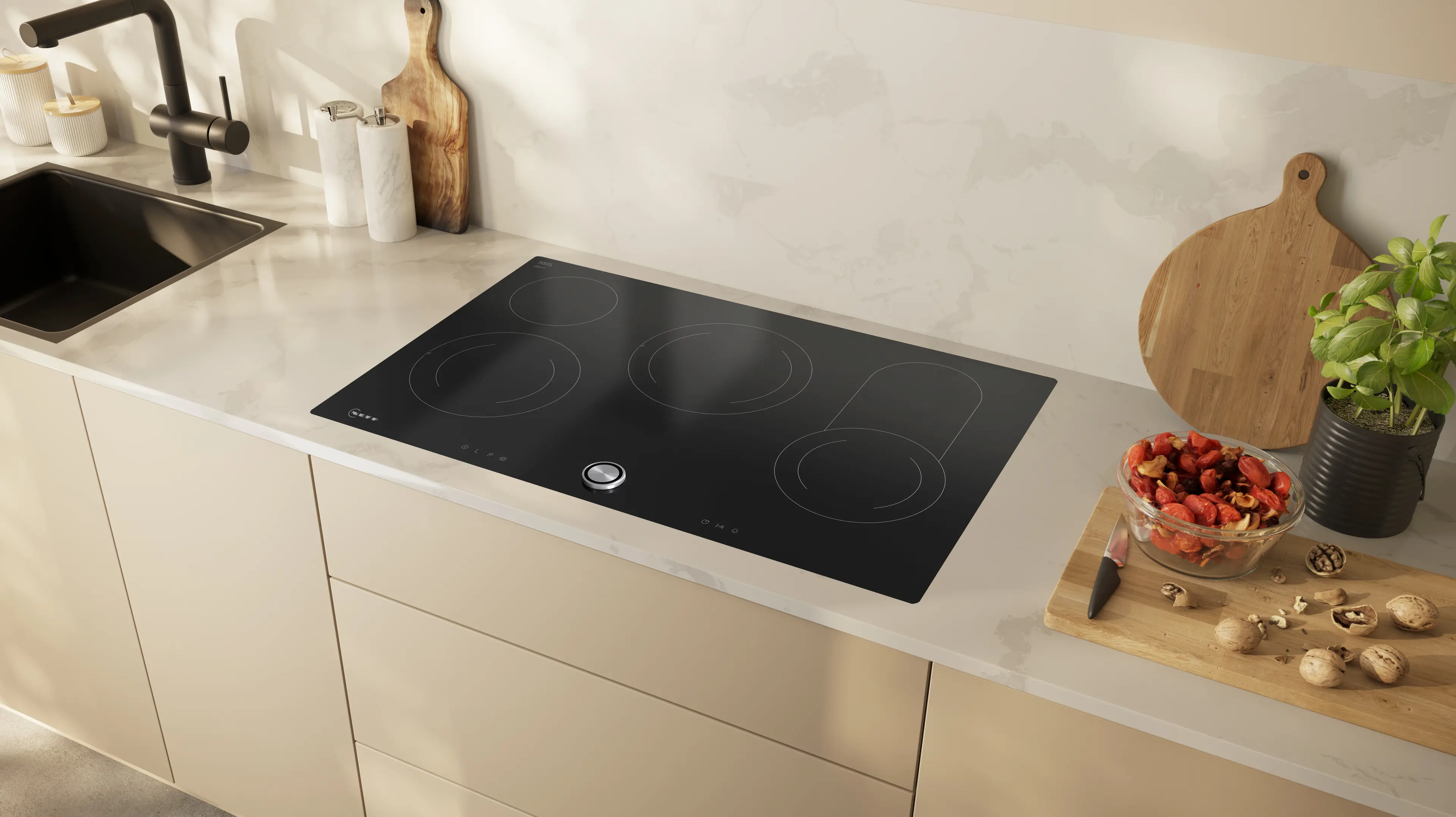 Plită vitroceramică electrică NEFF N70 T18PT16X0, 80 cm, TwistPad®, 17 niveluri de putere, zonă extensibilă, Negru [2]